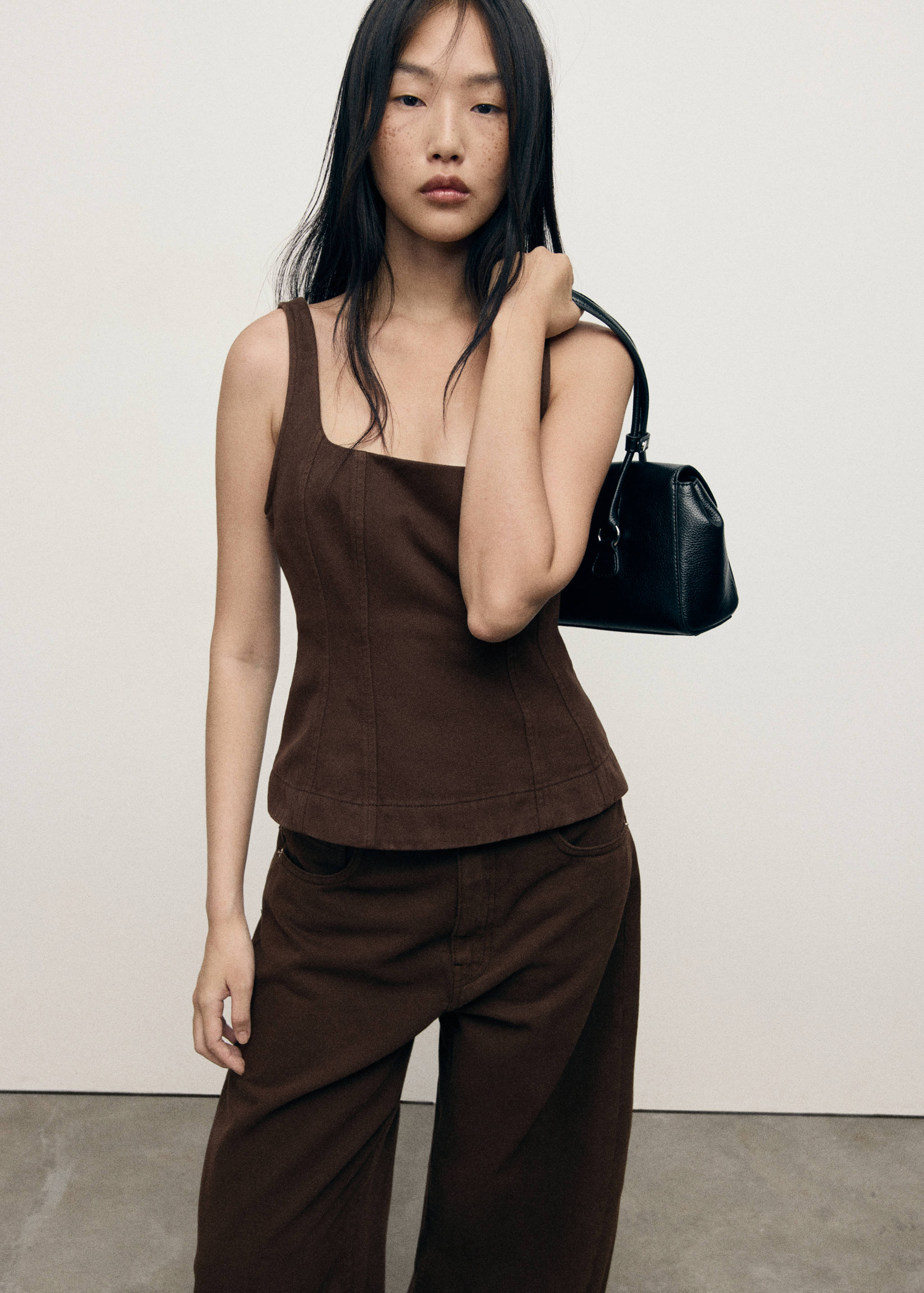 Flared denim top - Medium plane