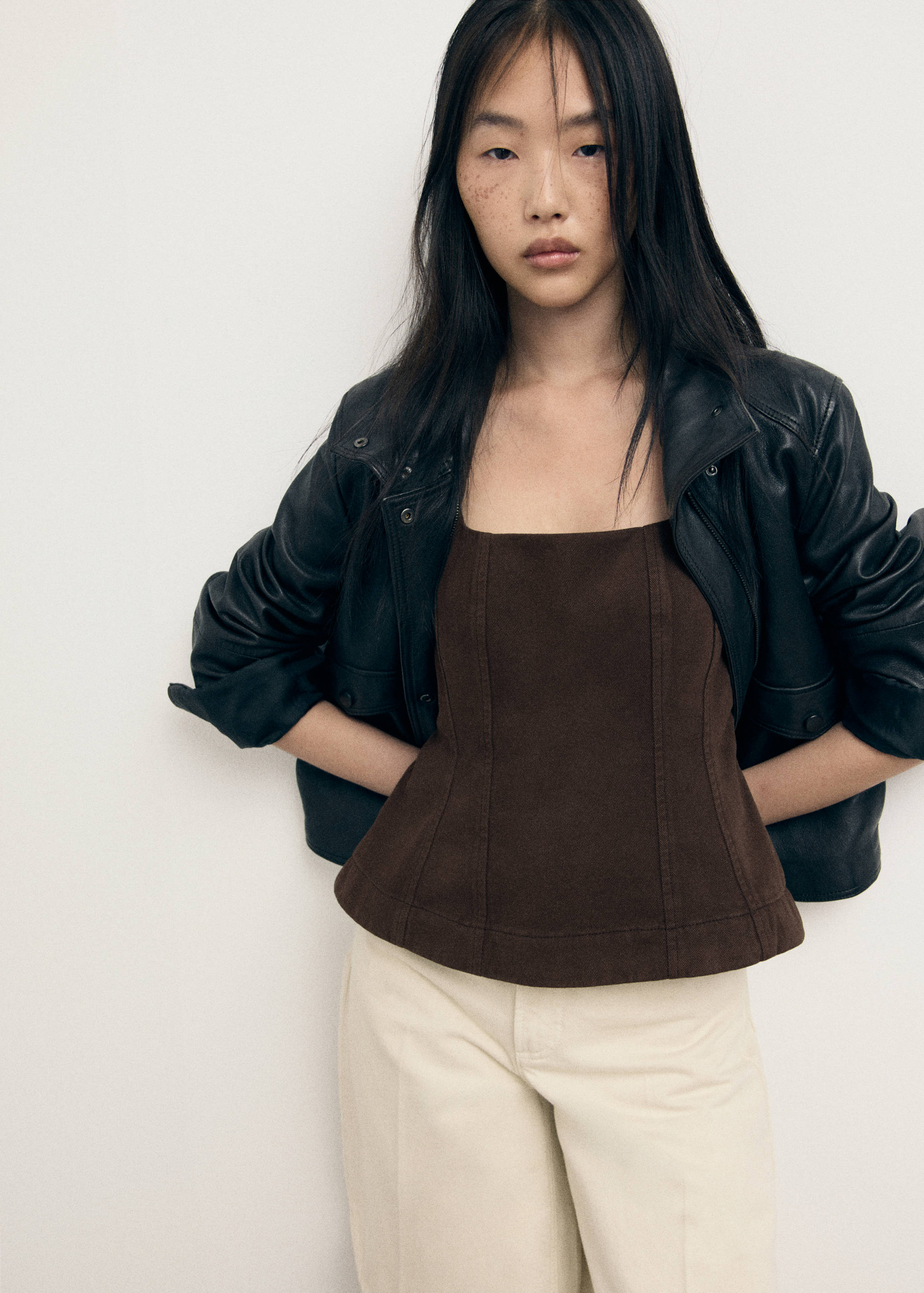 Flared denim top - Details of the article 2