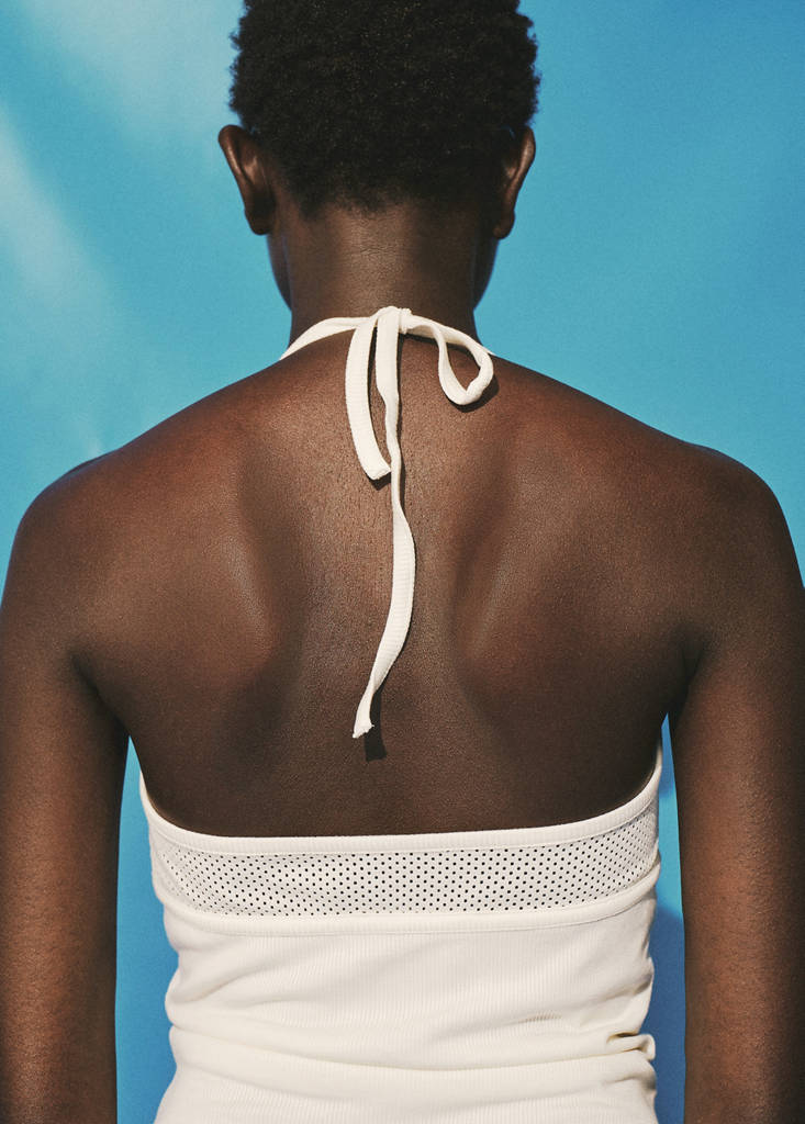 Top with perforated neckline — Off White