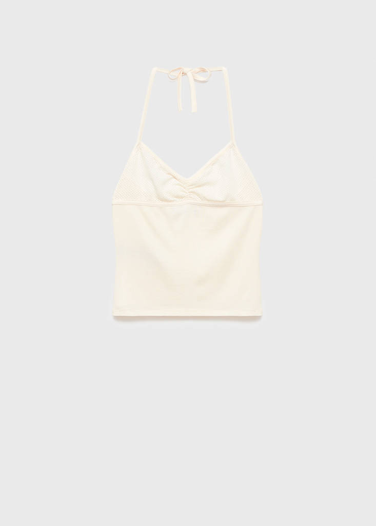Top with perforated neckline — Off White