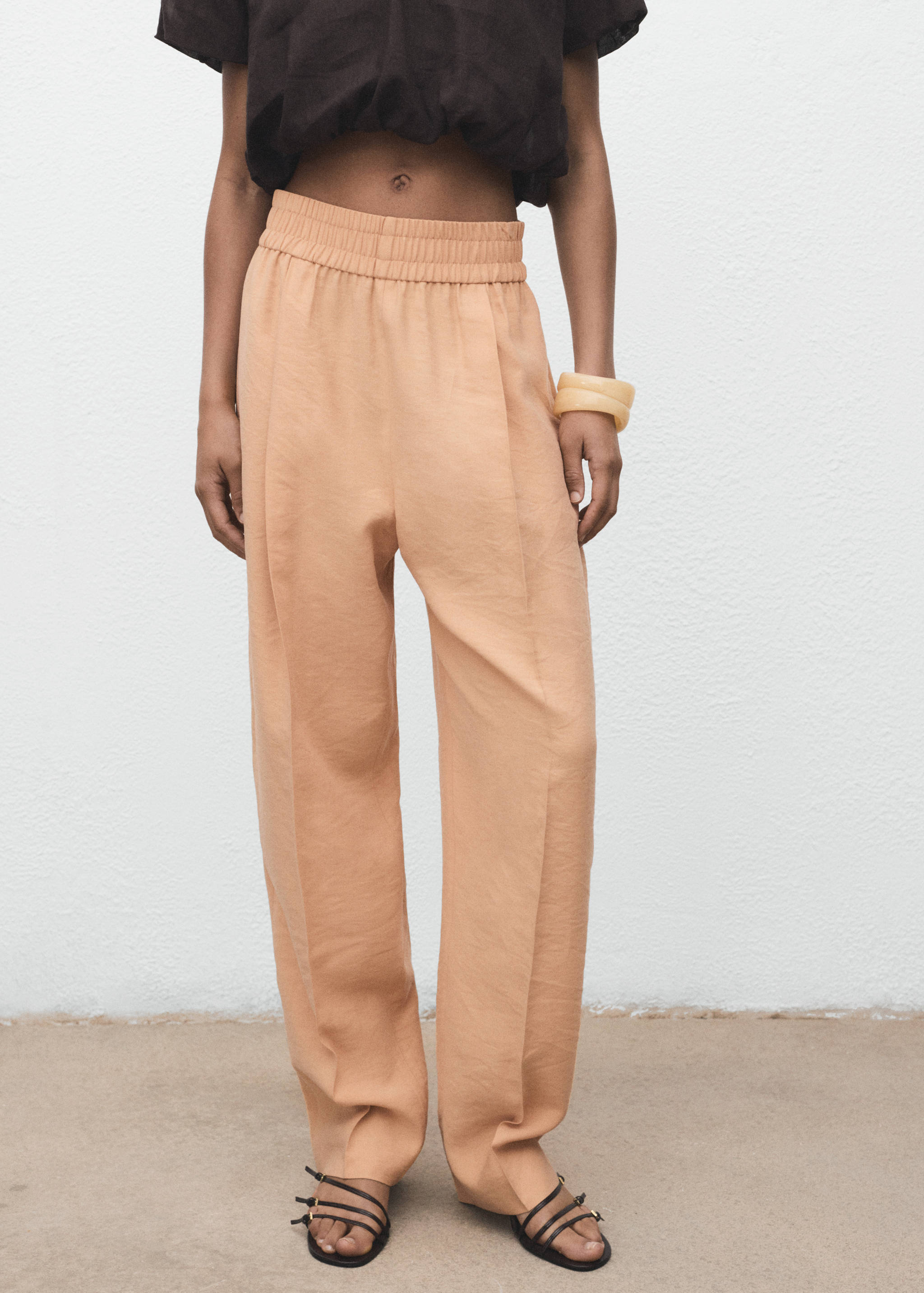 Lyocell trousers with elastic waistband - Medium plane