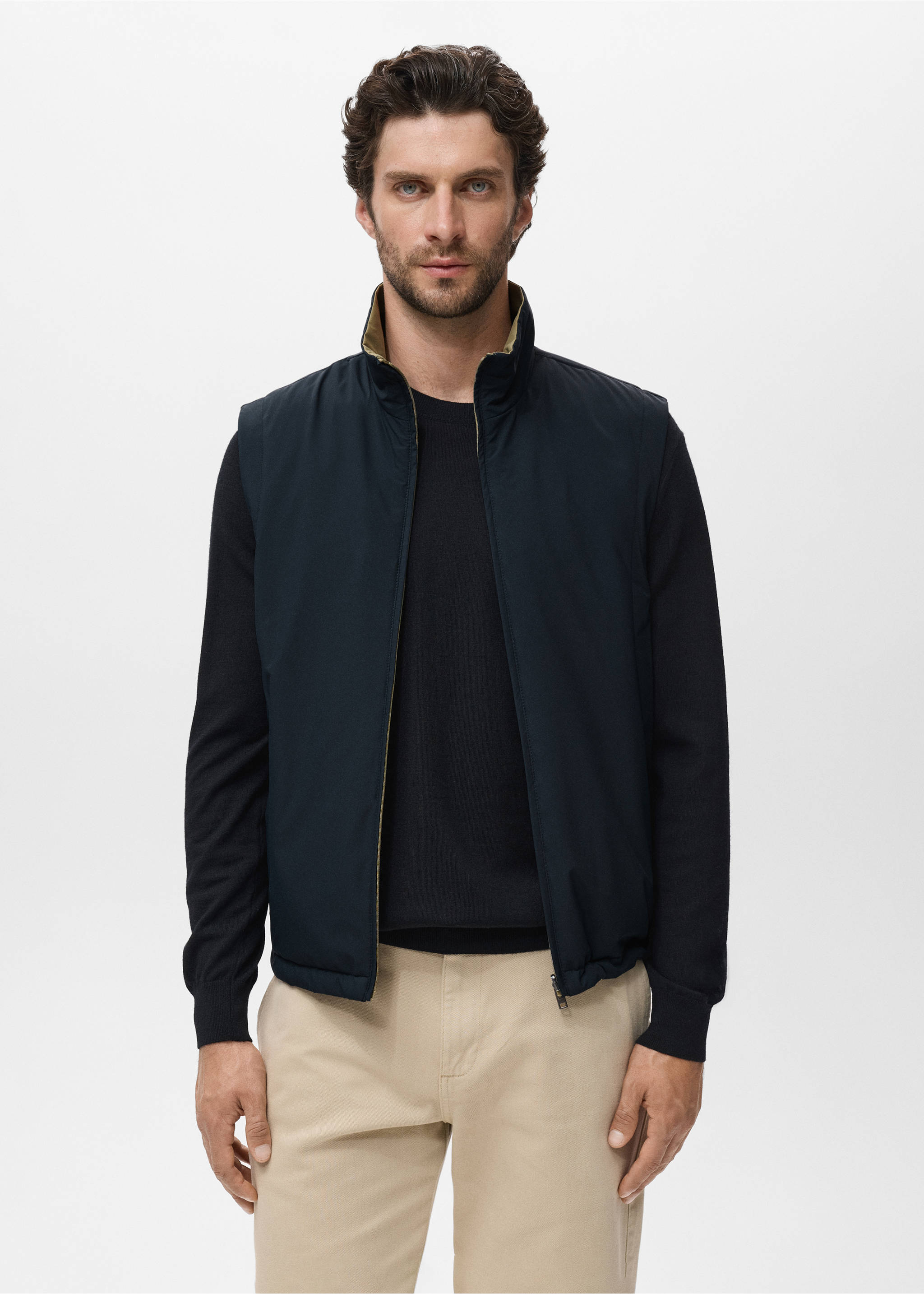 Chaleco reversible water repellent - Plano medio, Azul marino. Ref: 17094402-00.