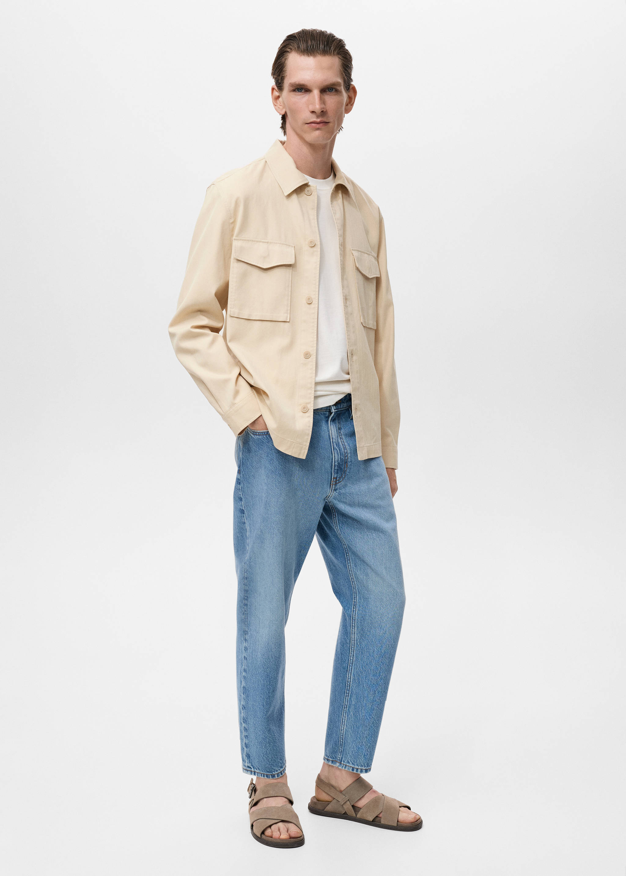 Lyocell cotton jacket with pockets - General plane