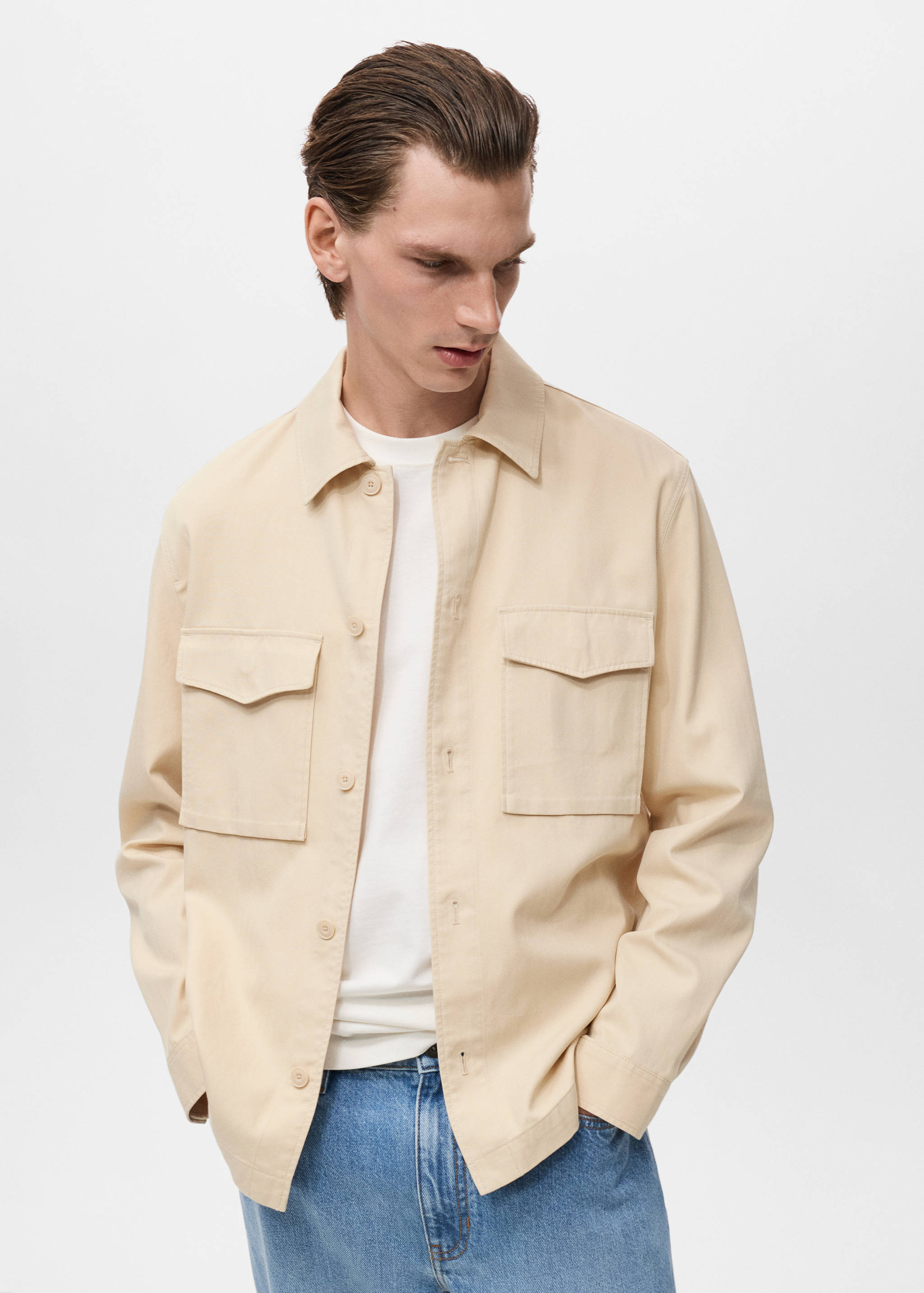 Lyocell cotton jacket with pockets - Medium plane