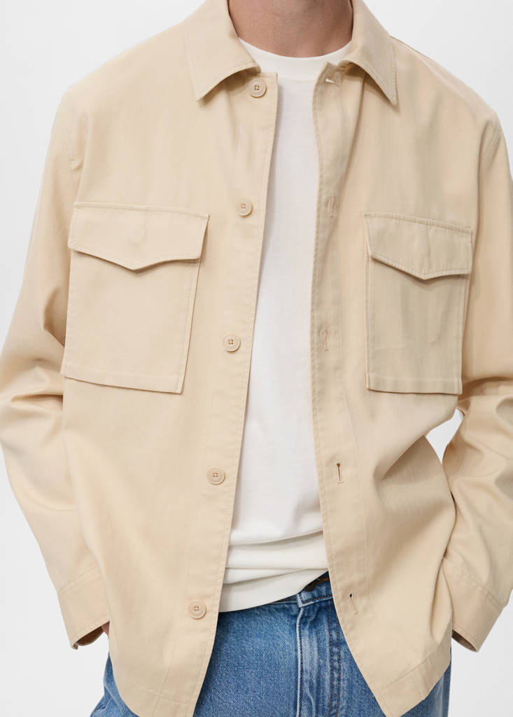 Lyocell cotton jacket with pockets — Beige