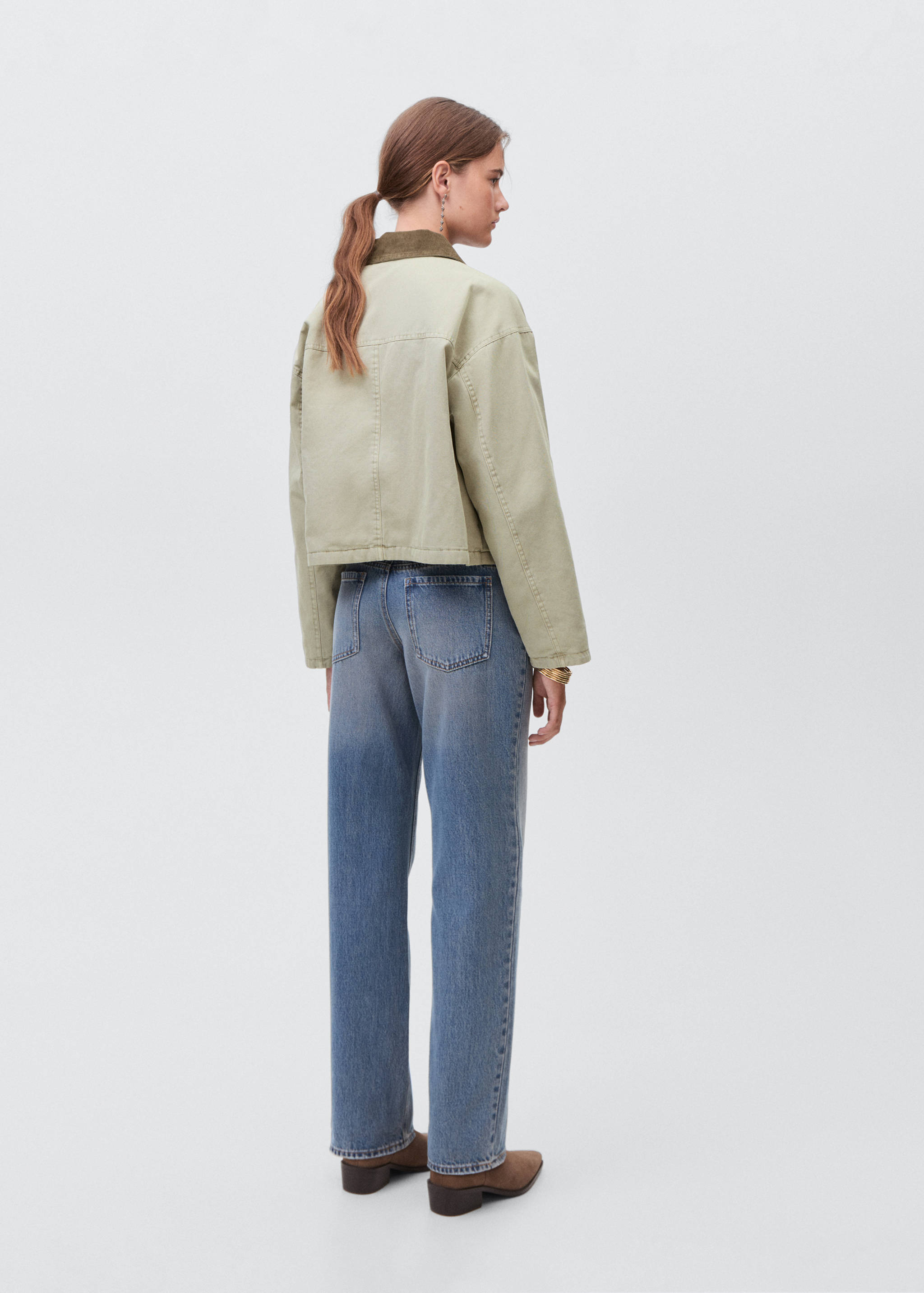Denim jacket with contrast collar - Reverse of the article