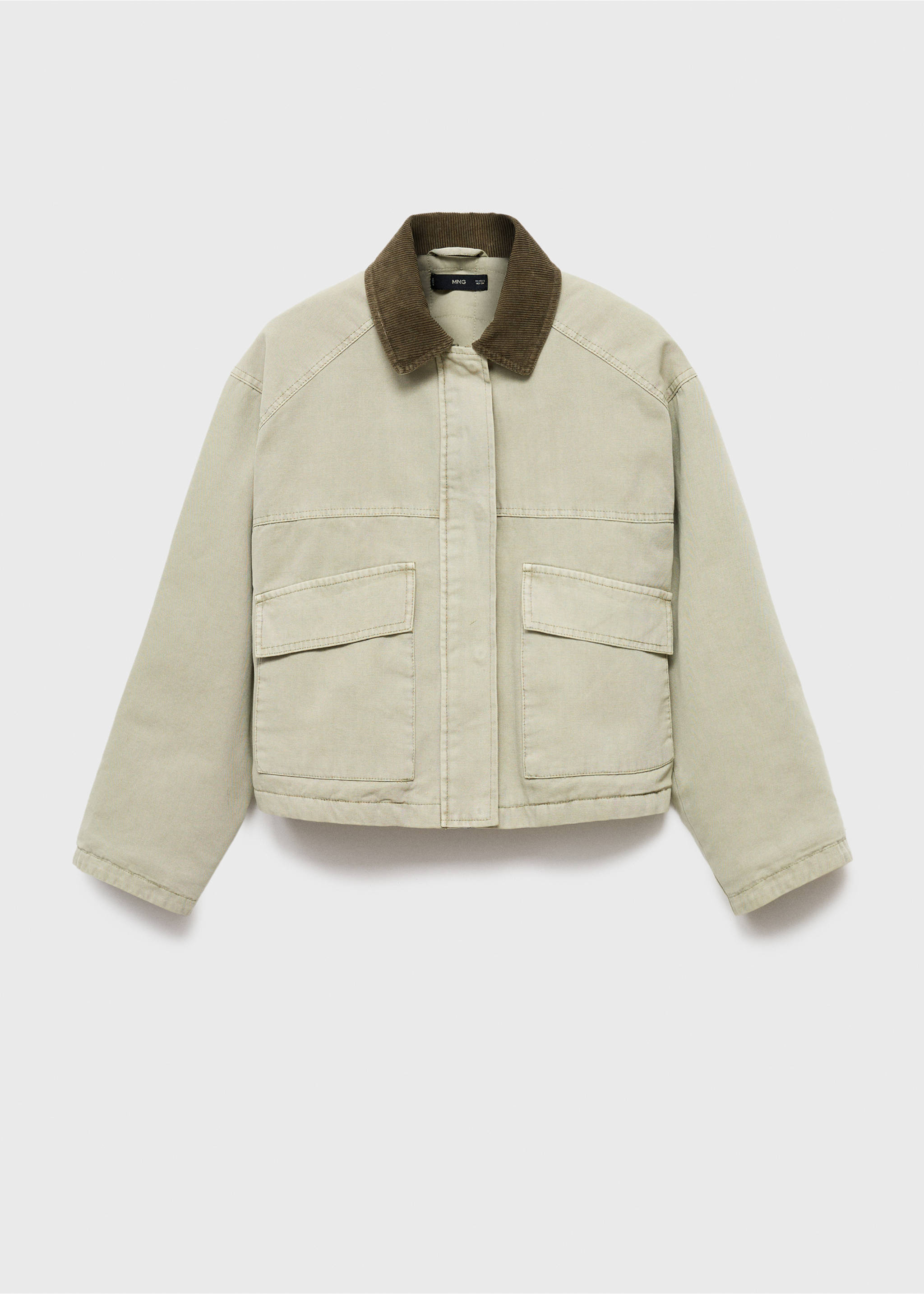 Denim jacket with contrast collar - Article without model, Green. Ref: 17094408-00.