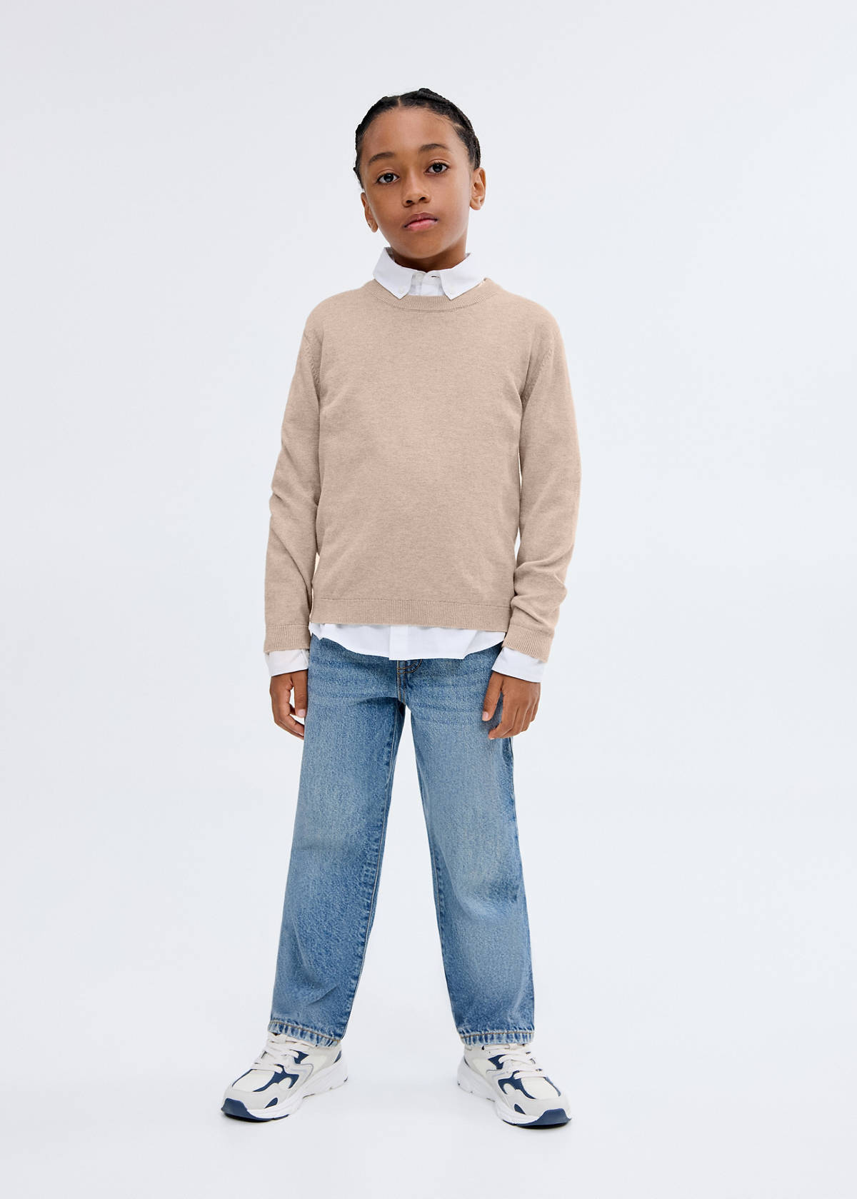 Essential cotton-blend sweater — Beige