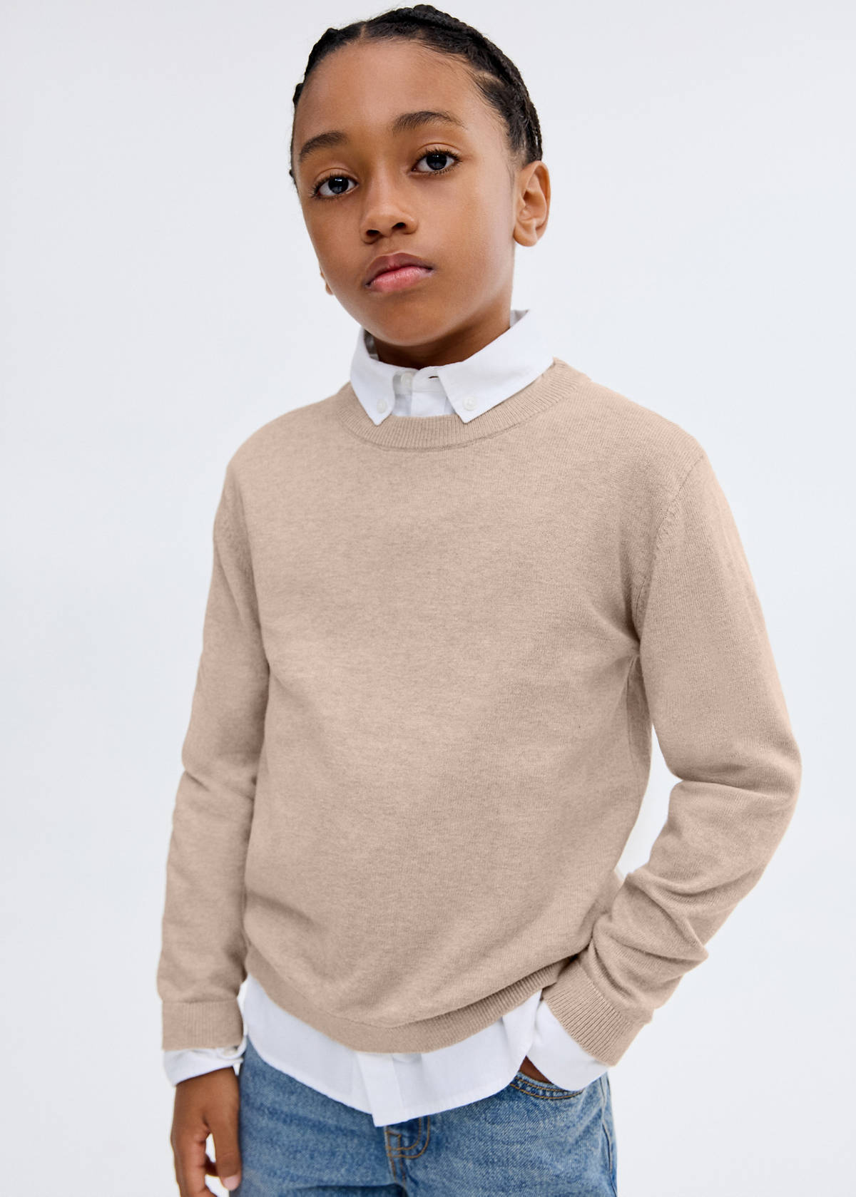 Essential cotton-blend sweater — Beige