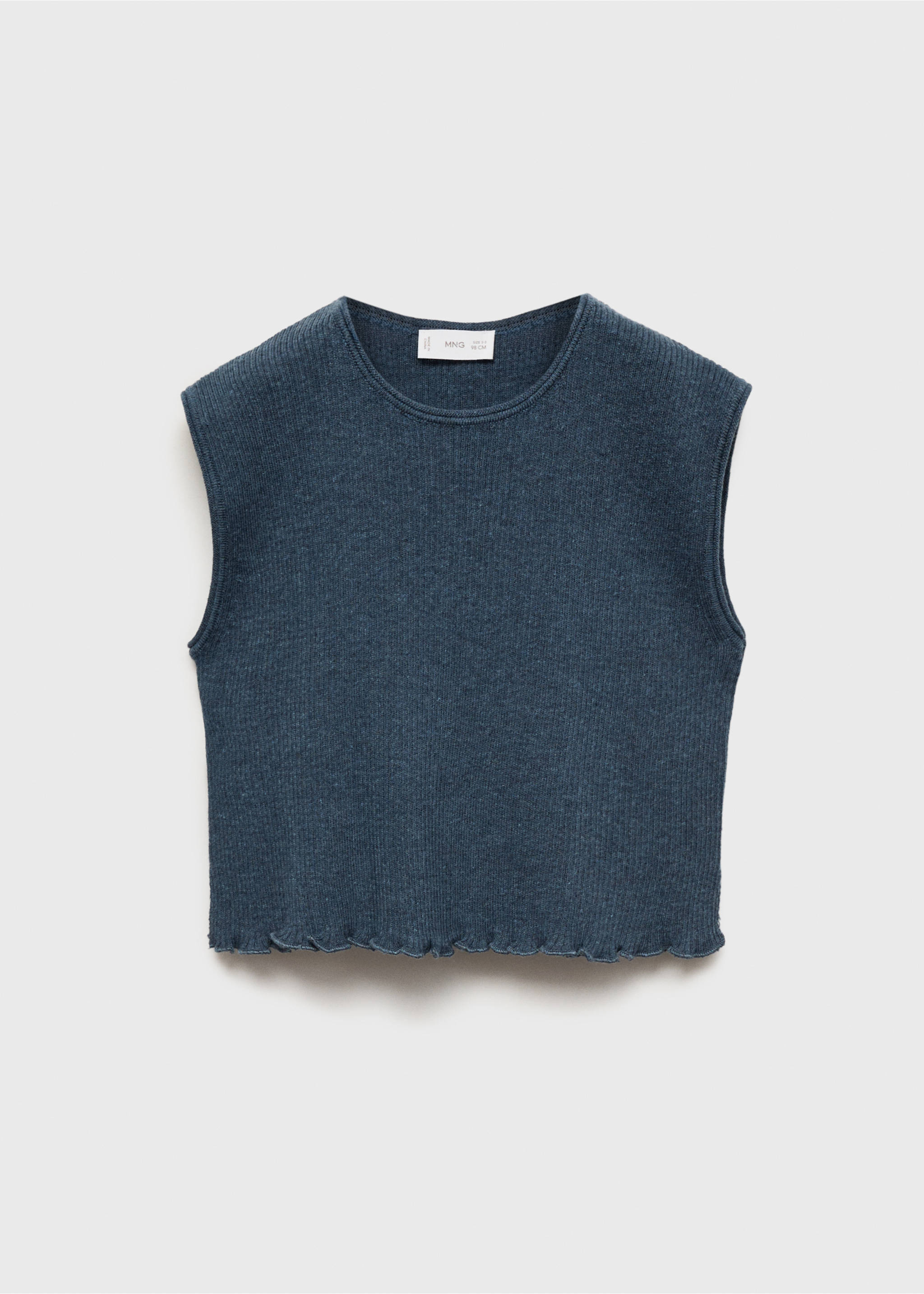 Ribbed knitwear vest - Article without model, Indigo Blue. Ref: 17094416-00.