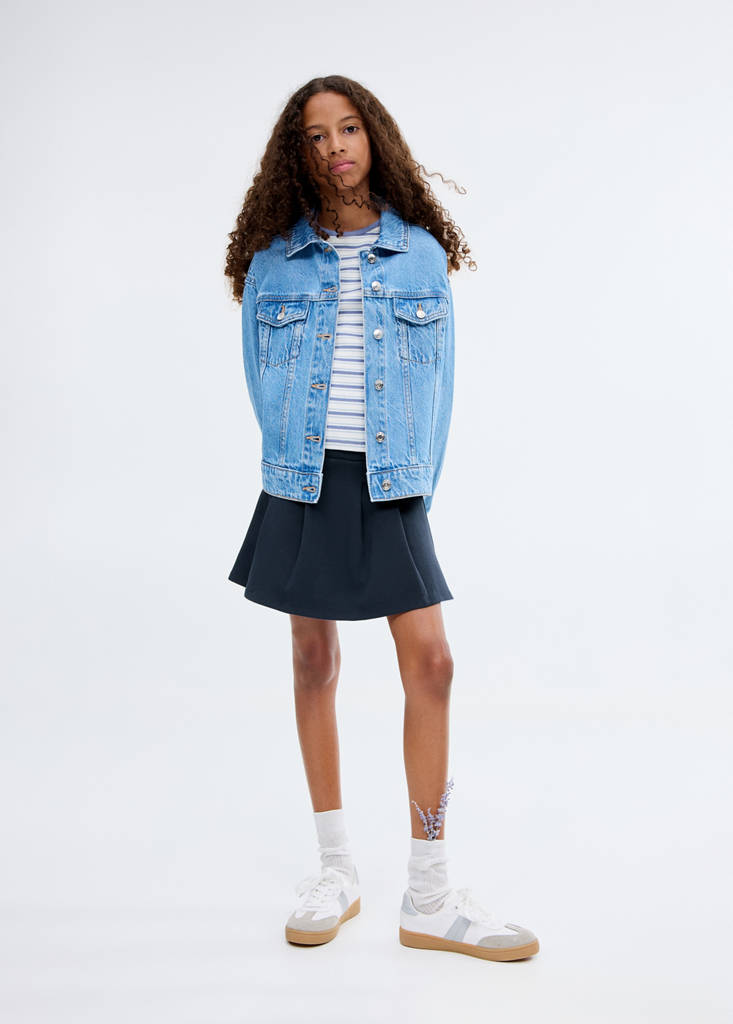 Short cotton skirt — Navy