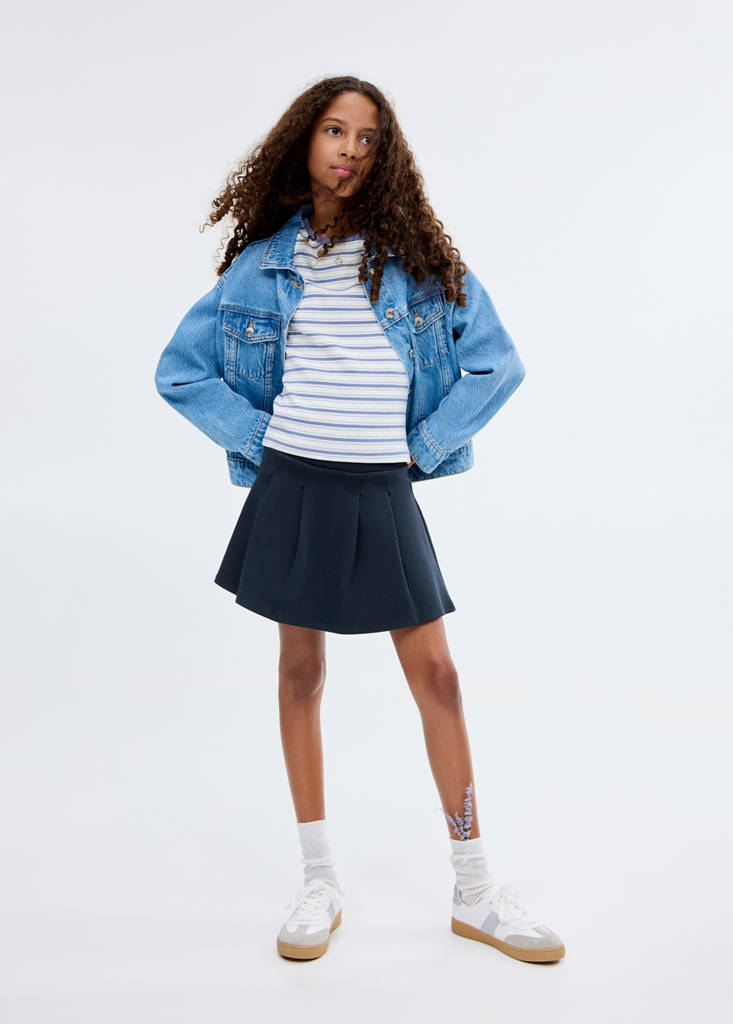Short cotton skirt — Navy