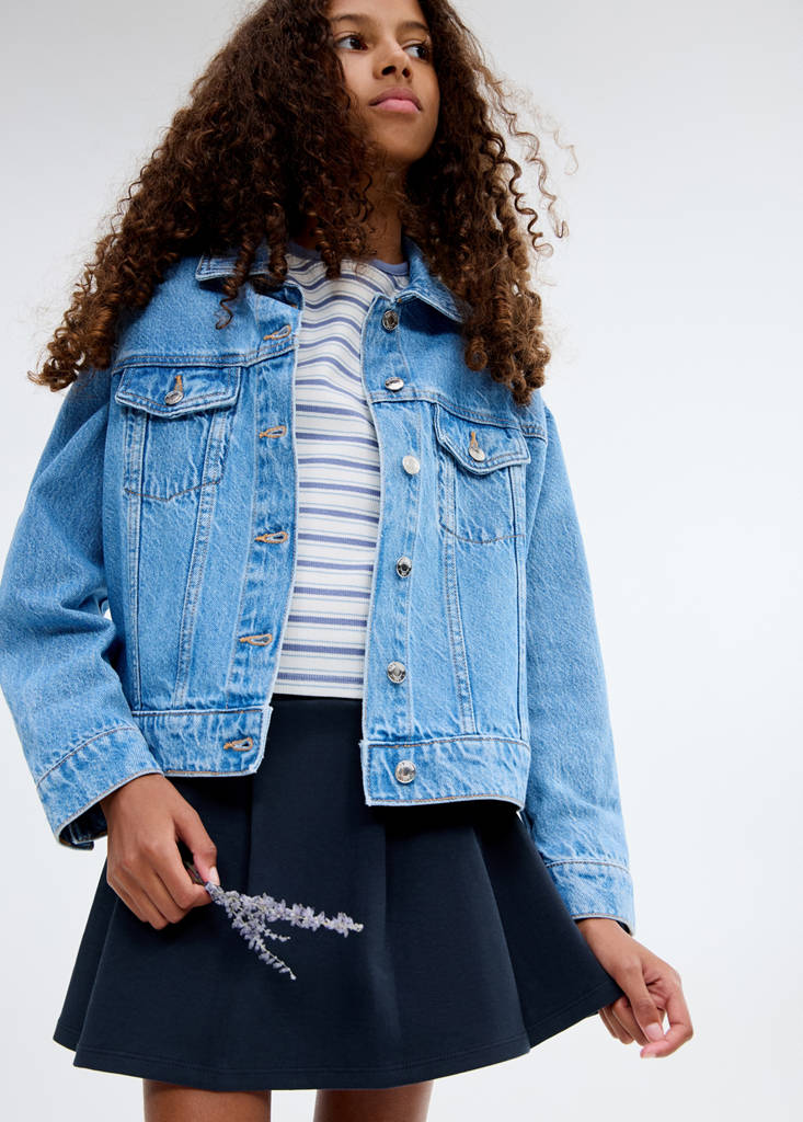 Short cotton skirt — Navy