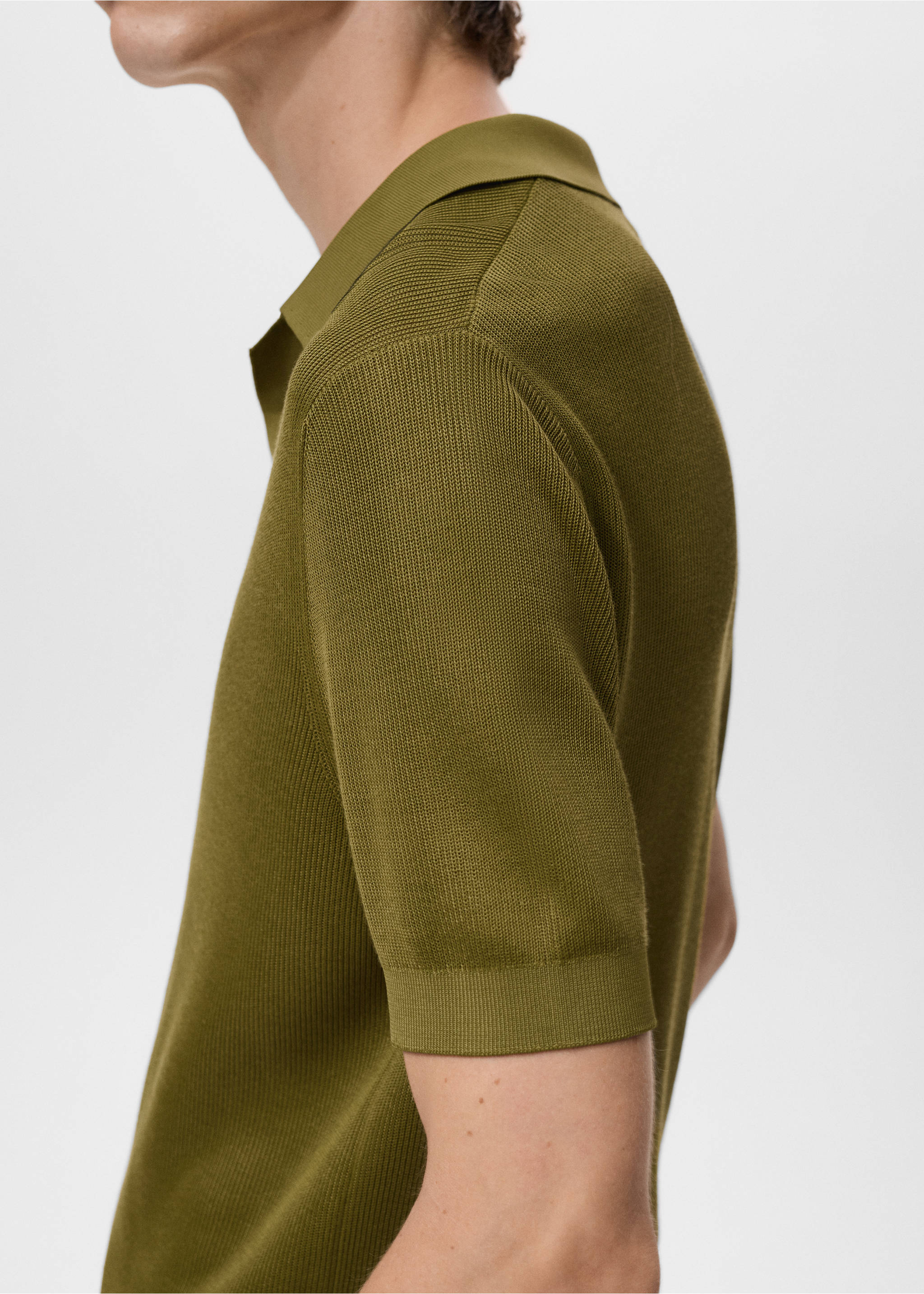 Polo coton microstructure - Détail de l'article 6, Vert. Ref: 17094423-00.