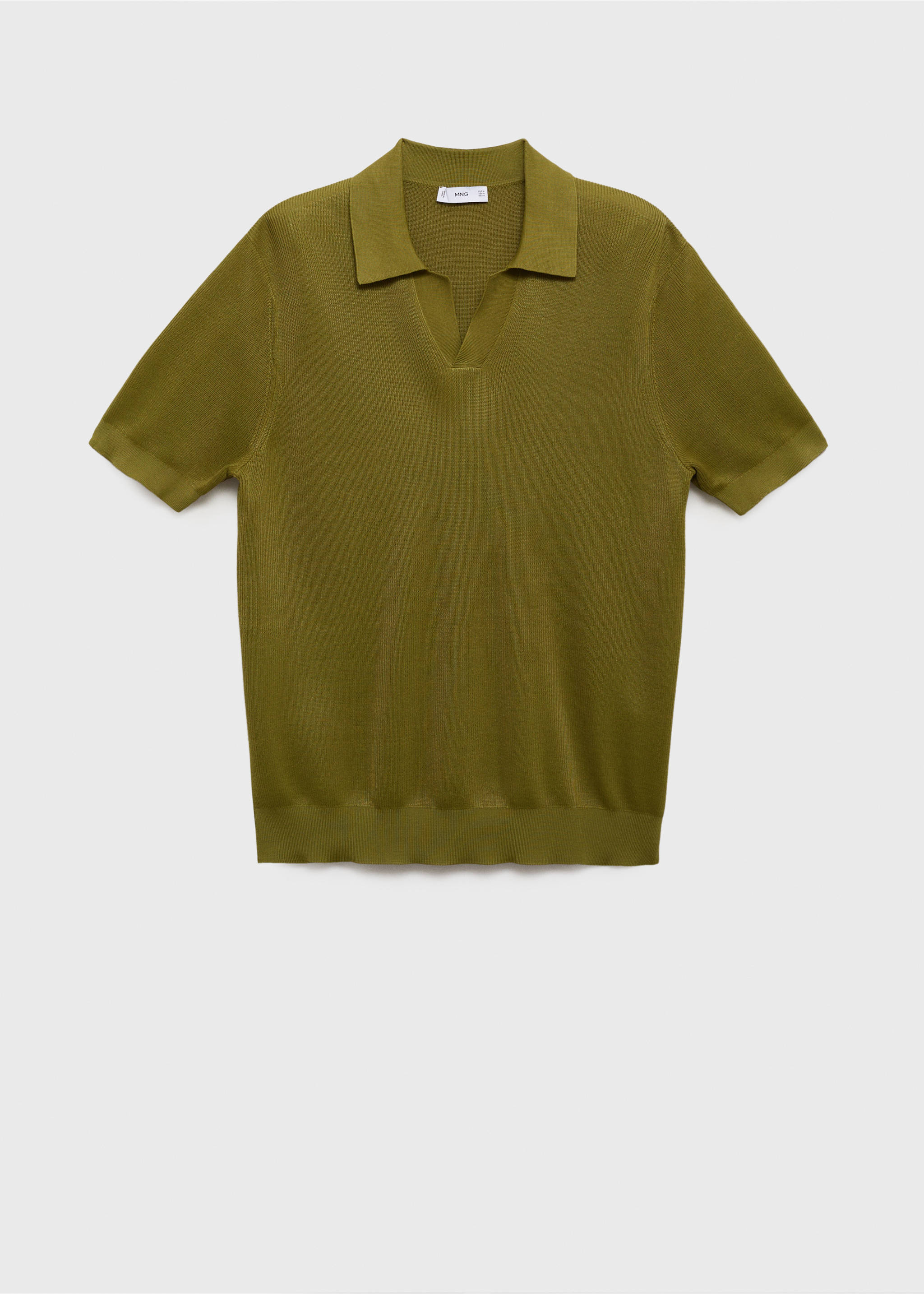Cotton polo shirt with microstructure - Article without model, Green. Ref: 17094423-00.