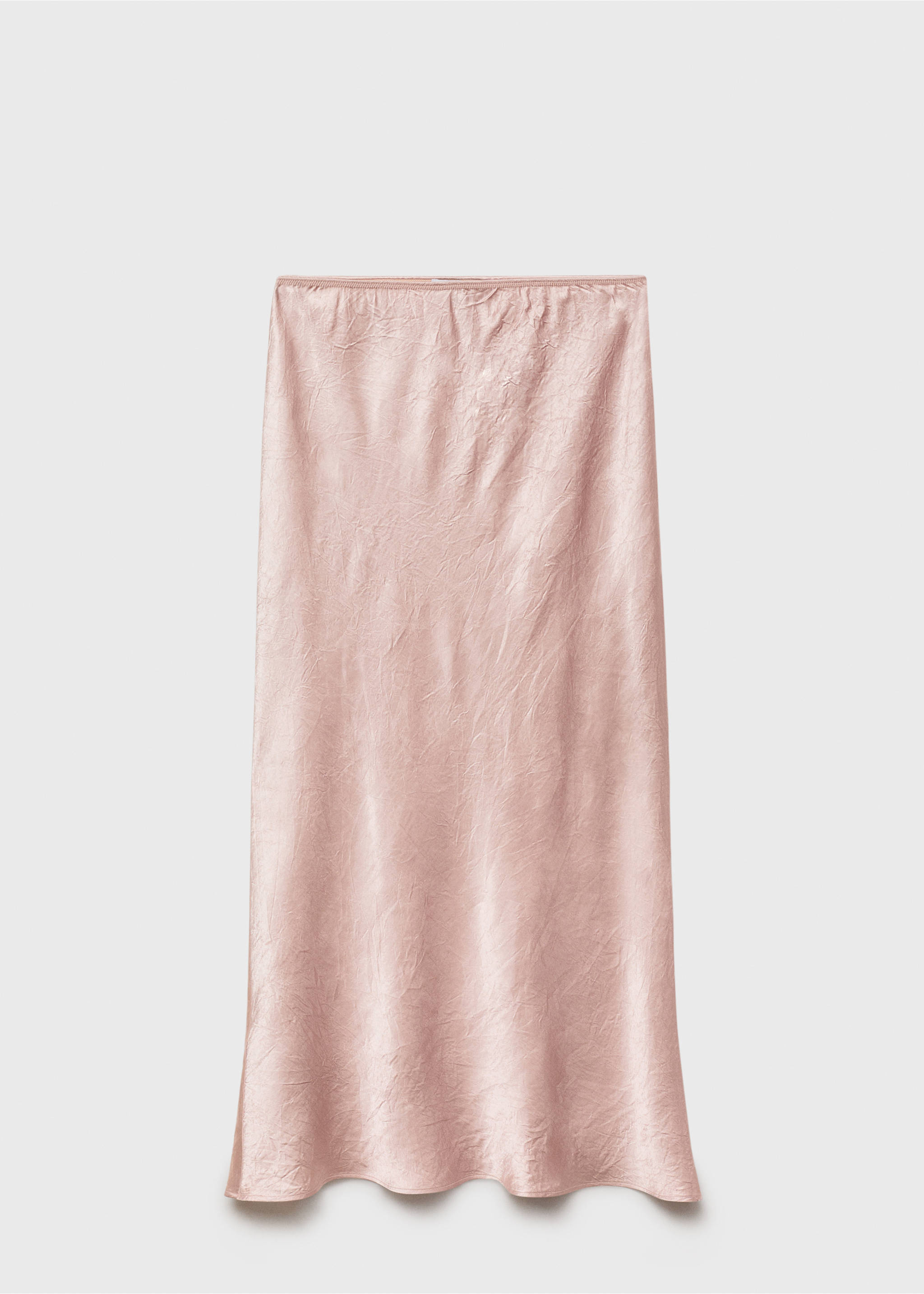 Creased-effect satin skirt - Article without model, Pastel Pink. Ref: 17094424-00.