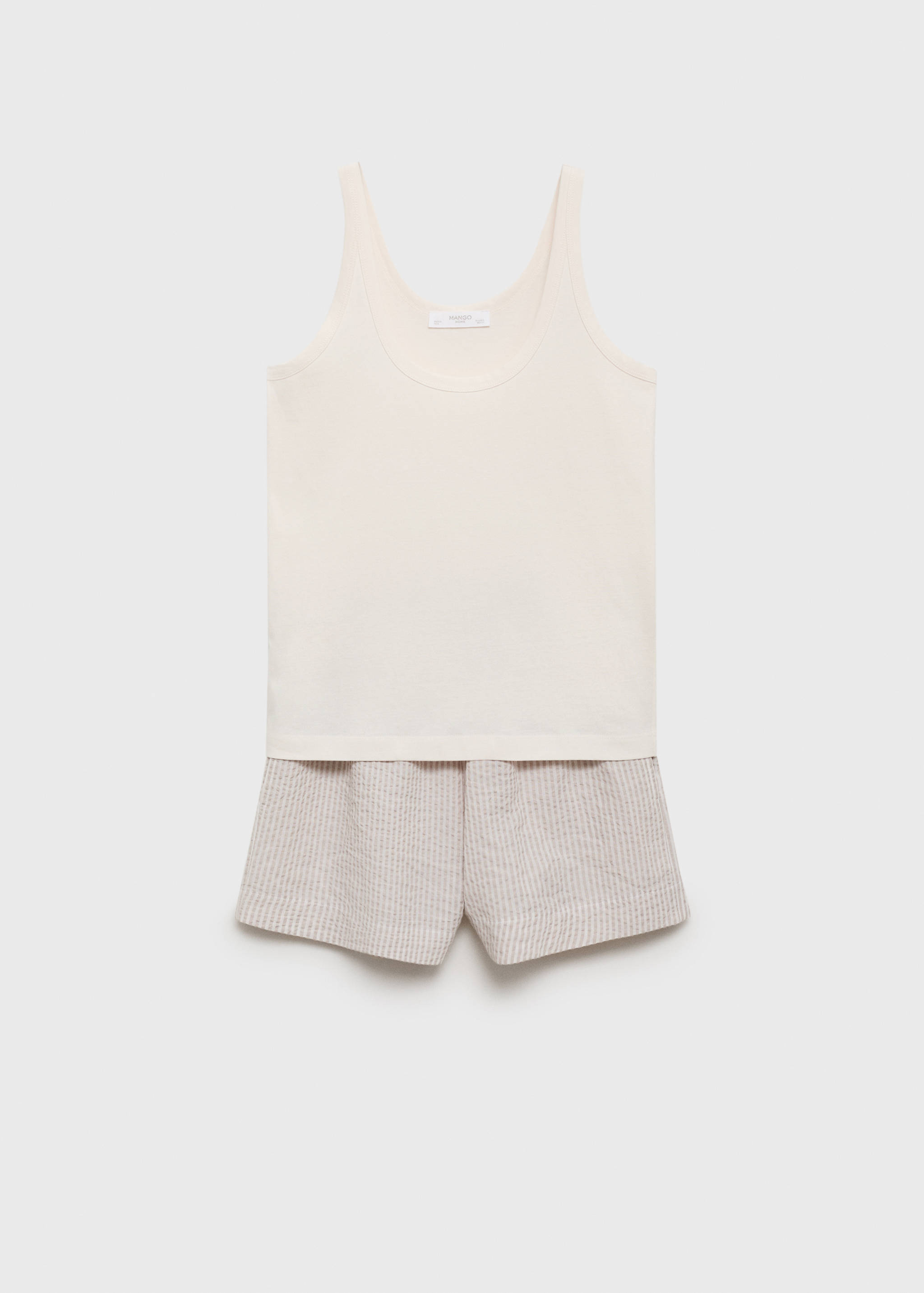 Two-piece striped seersucker pajama shorts - Article without model