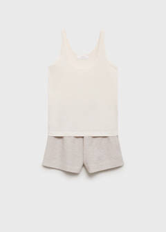 Two-piece striped seersucker pyjama shorts — Medium Brown 5