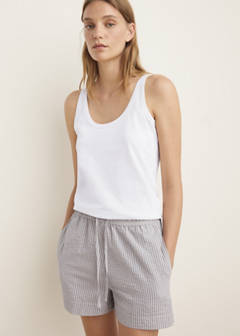 Two-piece striped seersucker pyjama shorts — Charcoal 1