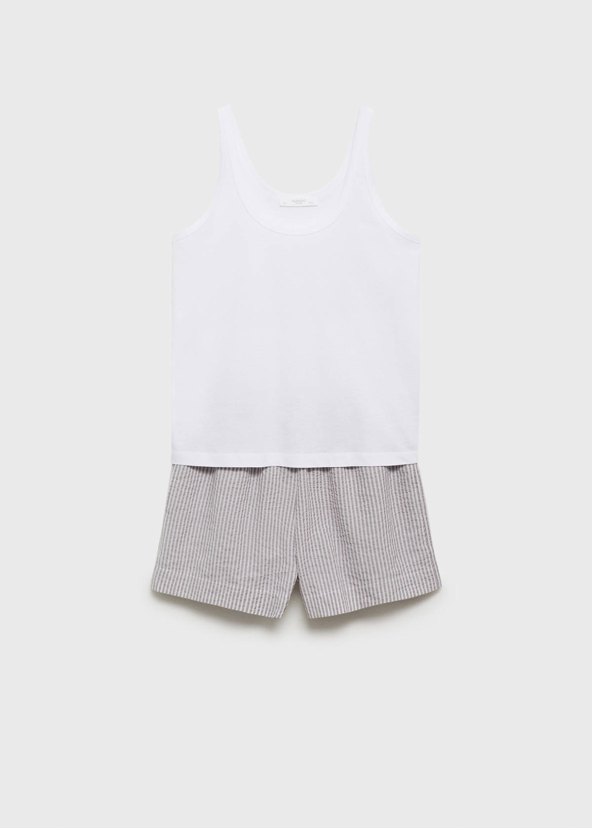 Two-piece striped seersucker pyjama shorts — Charcoal