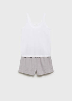 Two-piece striped seersucker pyjama shorts — Charcoal 6