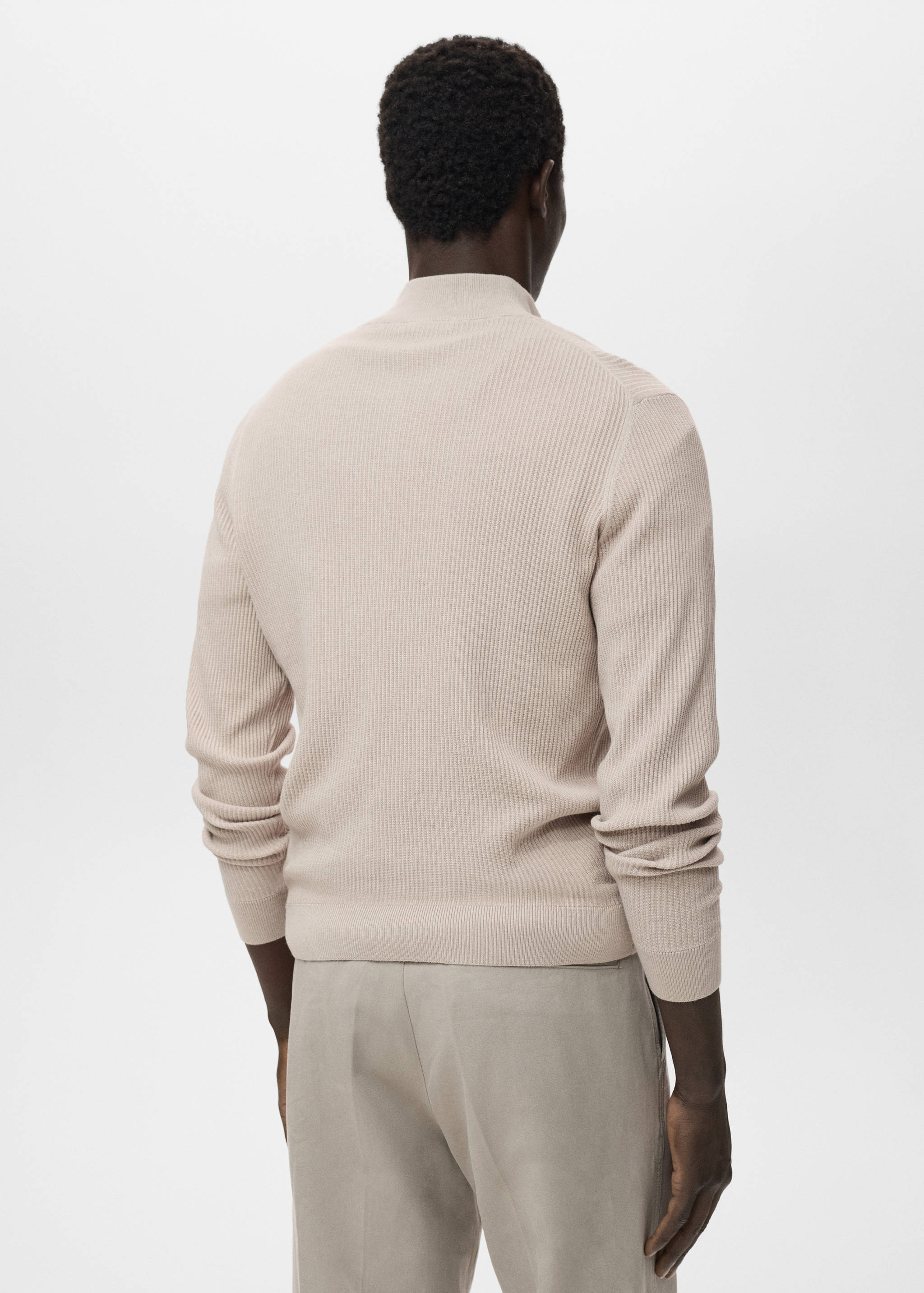 Ribbed sweater with zip neck - Reverse of the article