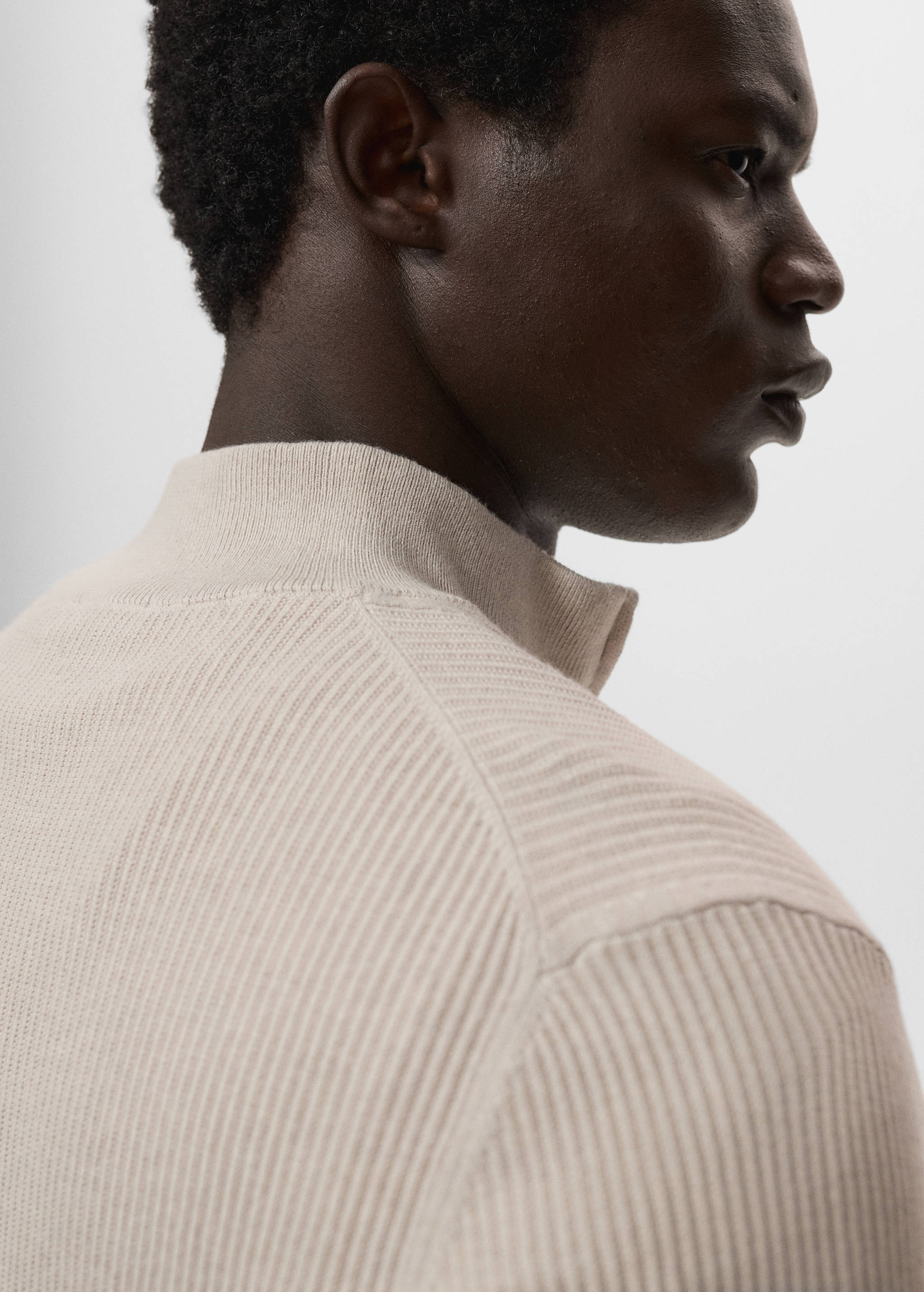 Ribbed sweater with zip neck - Details of the article 1