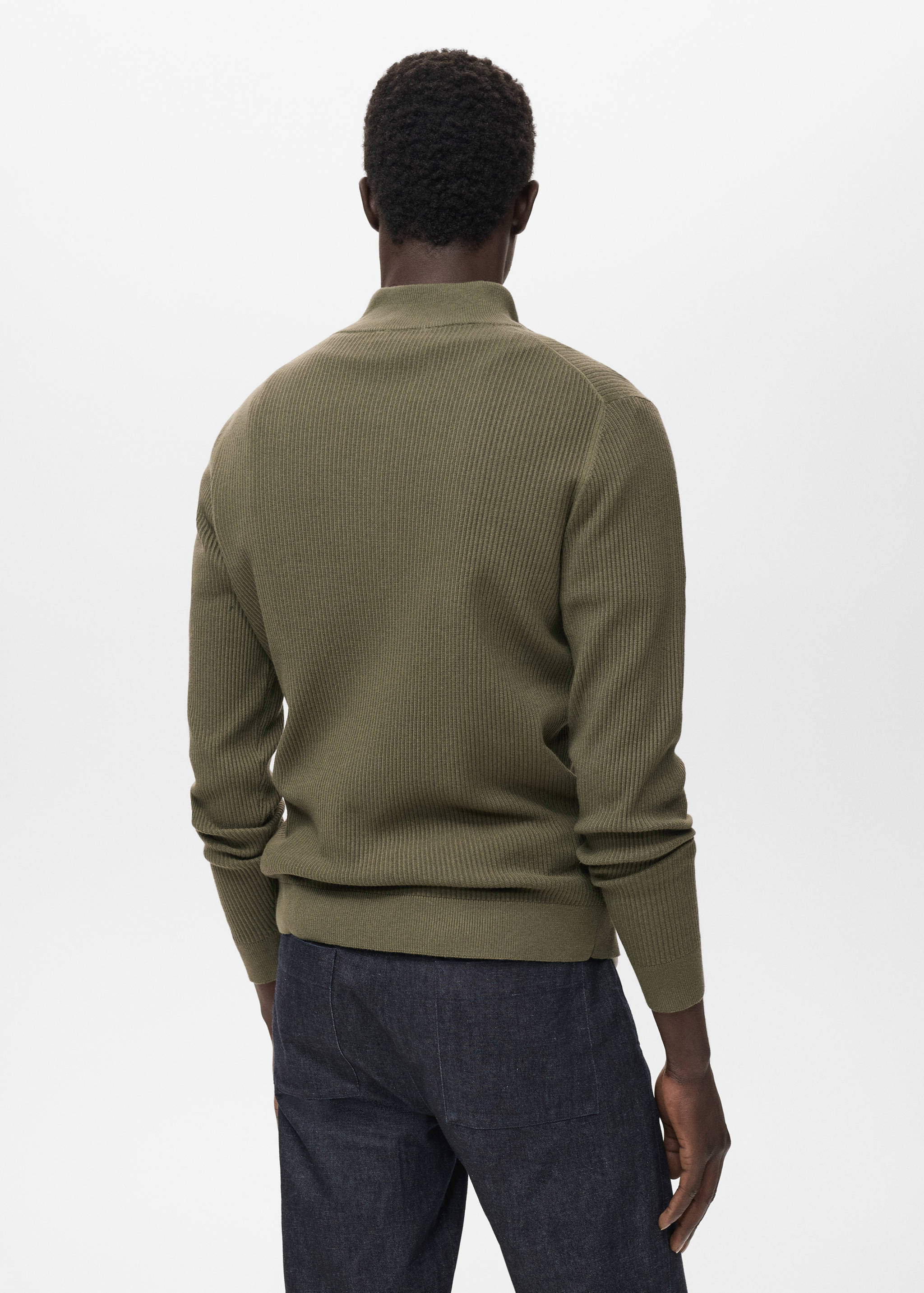 Ribbed sweater with zip neck - Reverse of the article