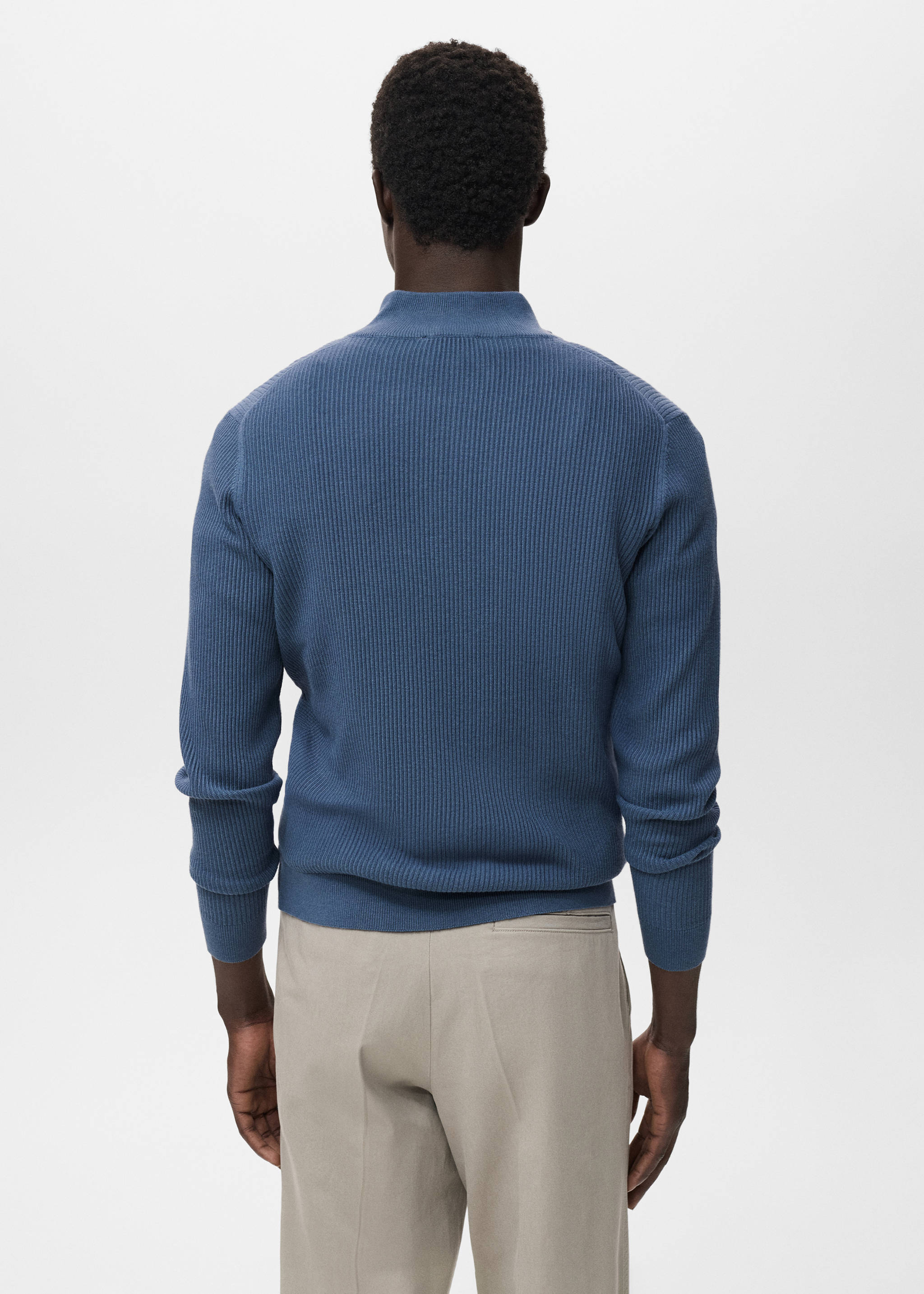 Ribbed sweater with zip neck - Reverse of the article
