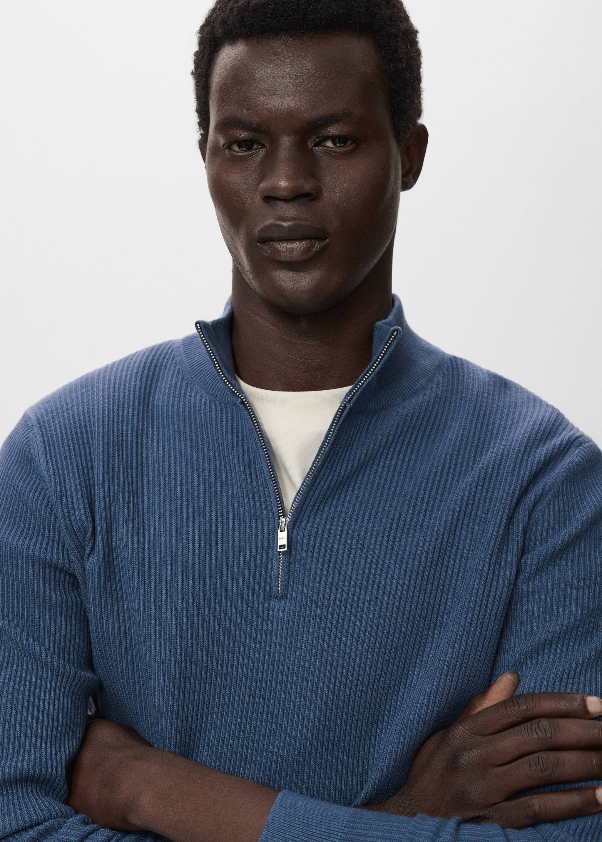 Ribbed sweater with zip neck - Details of the article 1