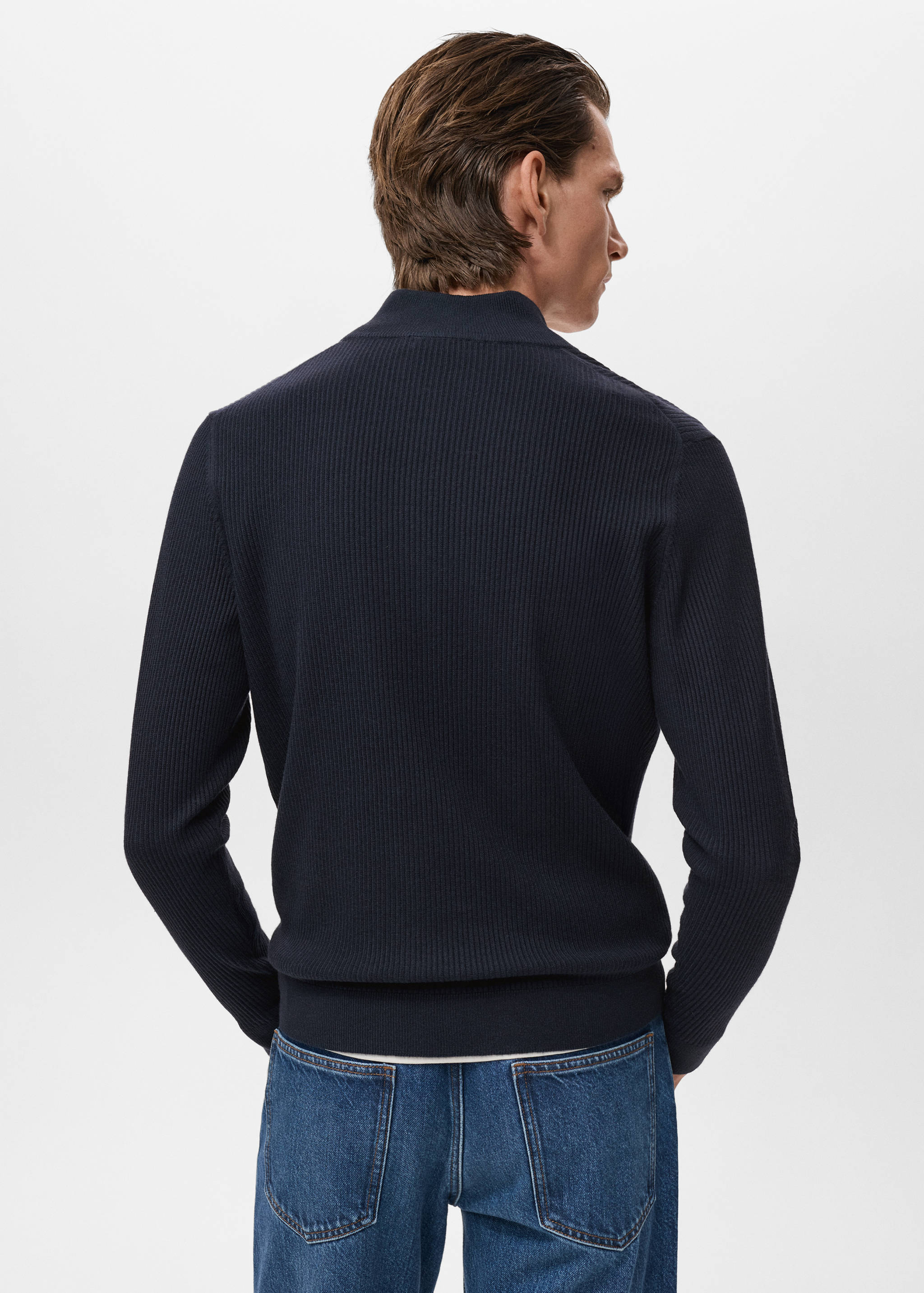 Ribbed sweater with zip neck - Reverse of the article