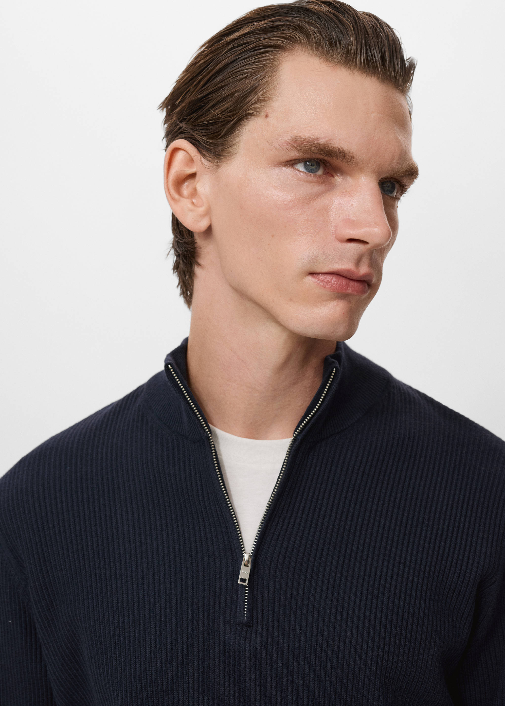 Ribbed sweater with zip neck - Details of the article 1