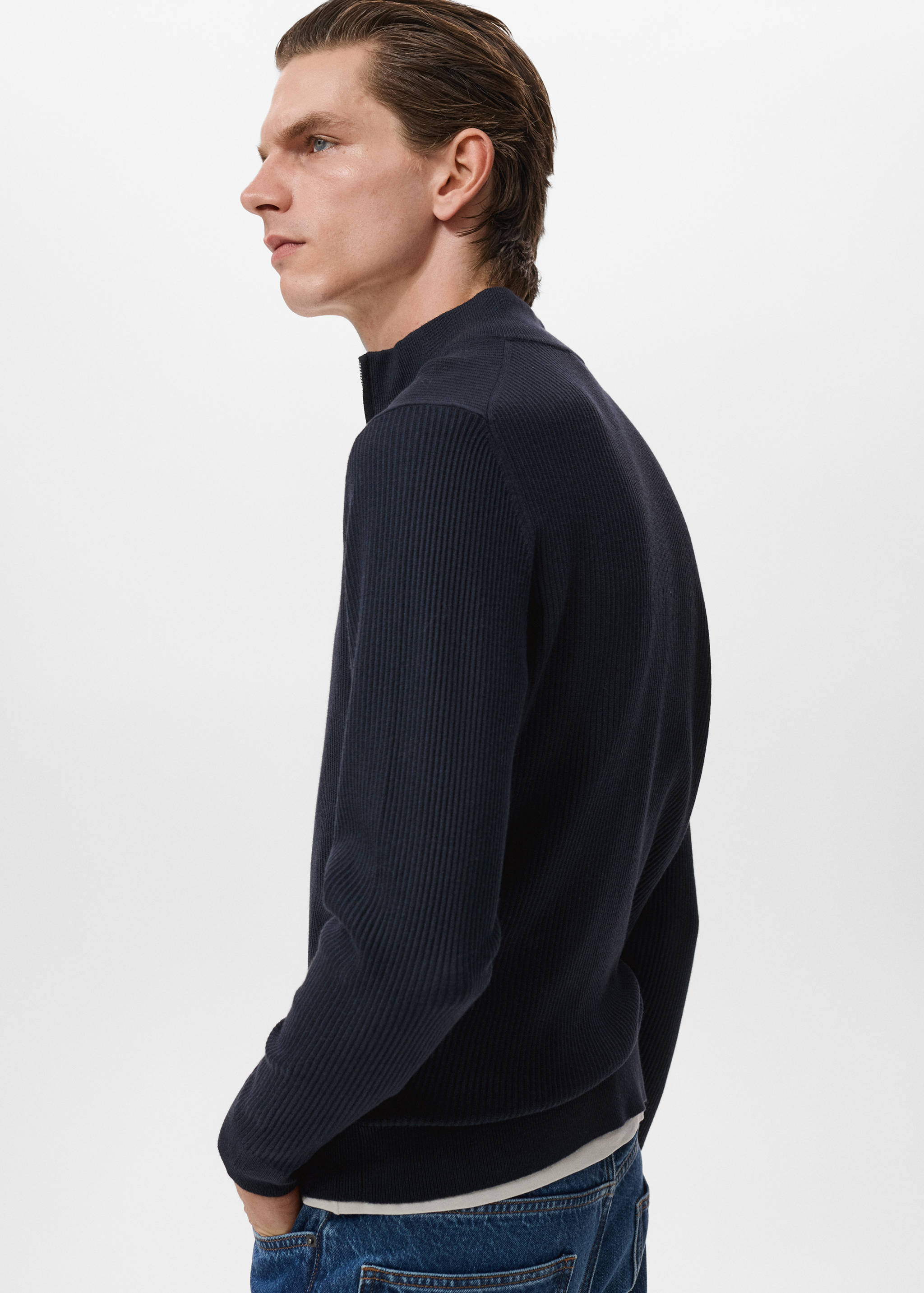 Ribbed sweater with zip neck - Details of the article 2