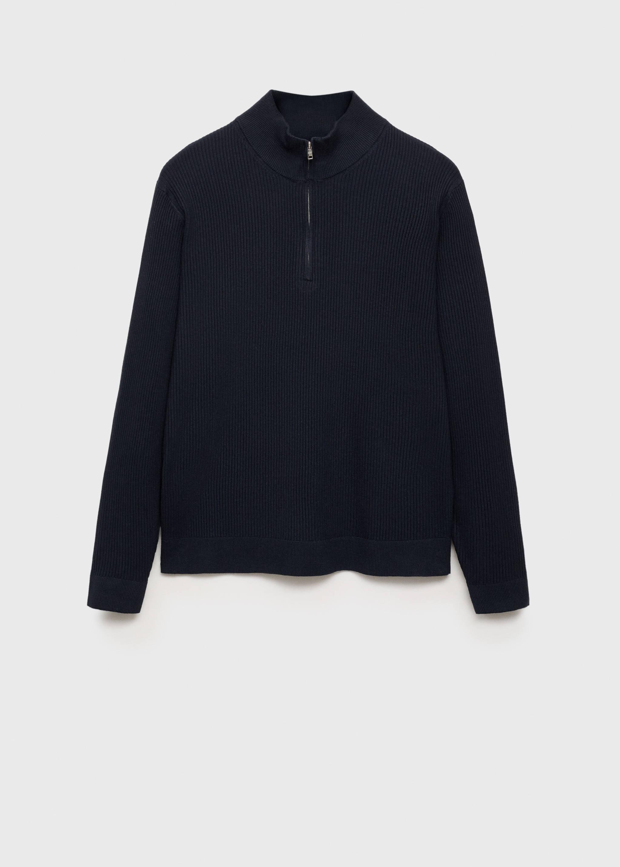 Ribbed sweater with zip neck - Article without model