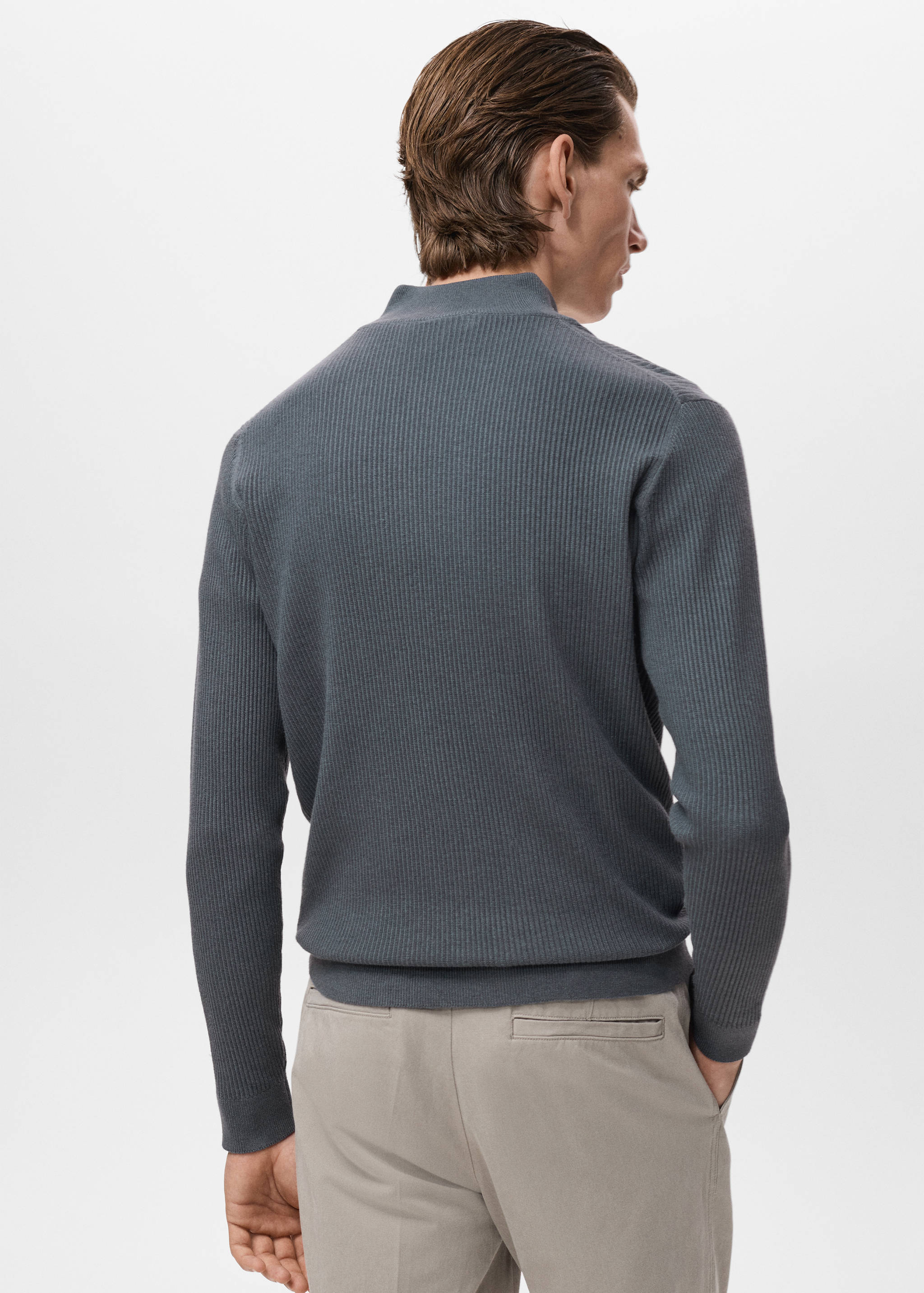 Ribbed sweater with zip neck - Reverse of the article