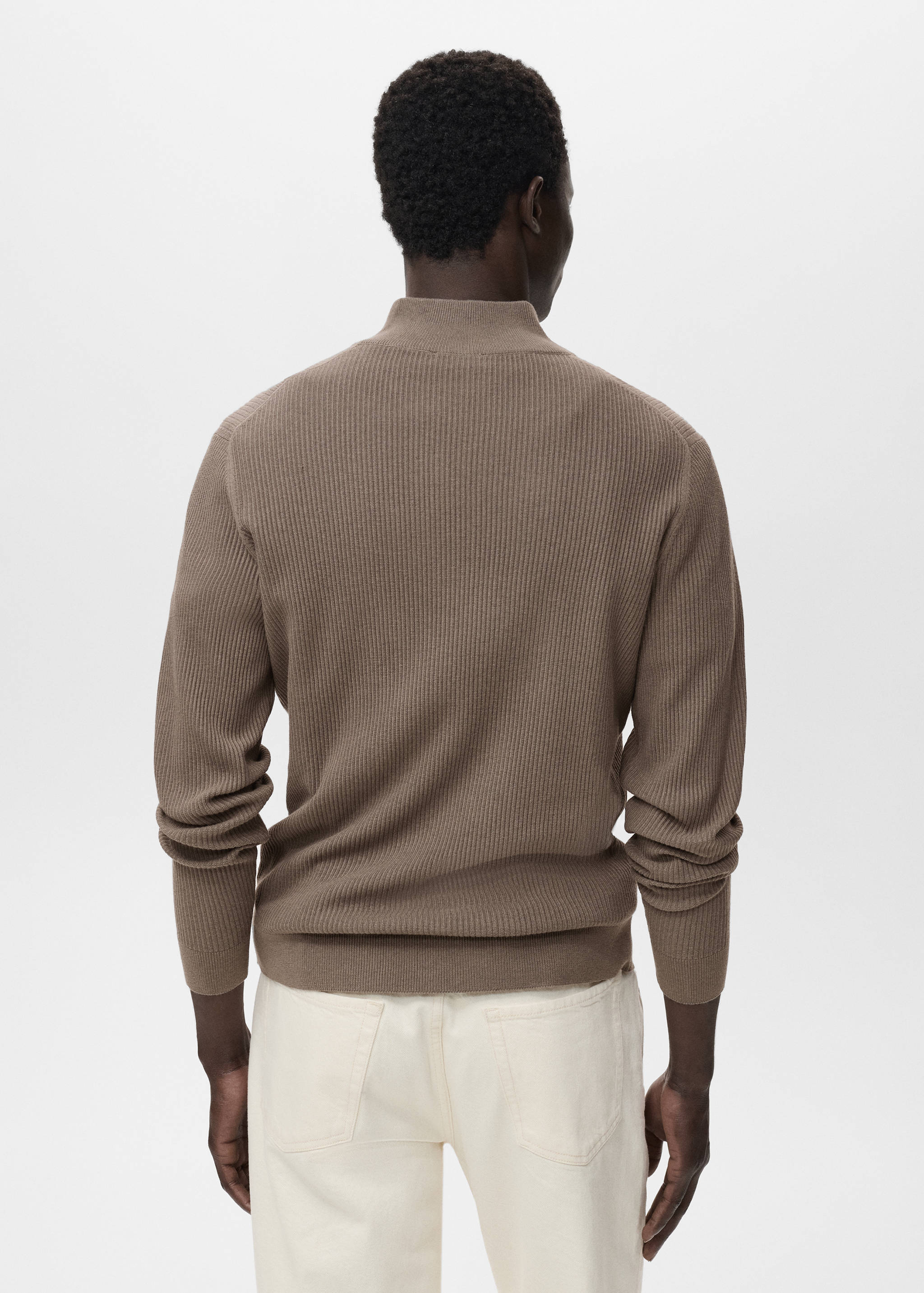 Ribbed sweater with zip neck - Reverse of the article