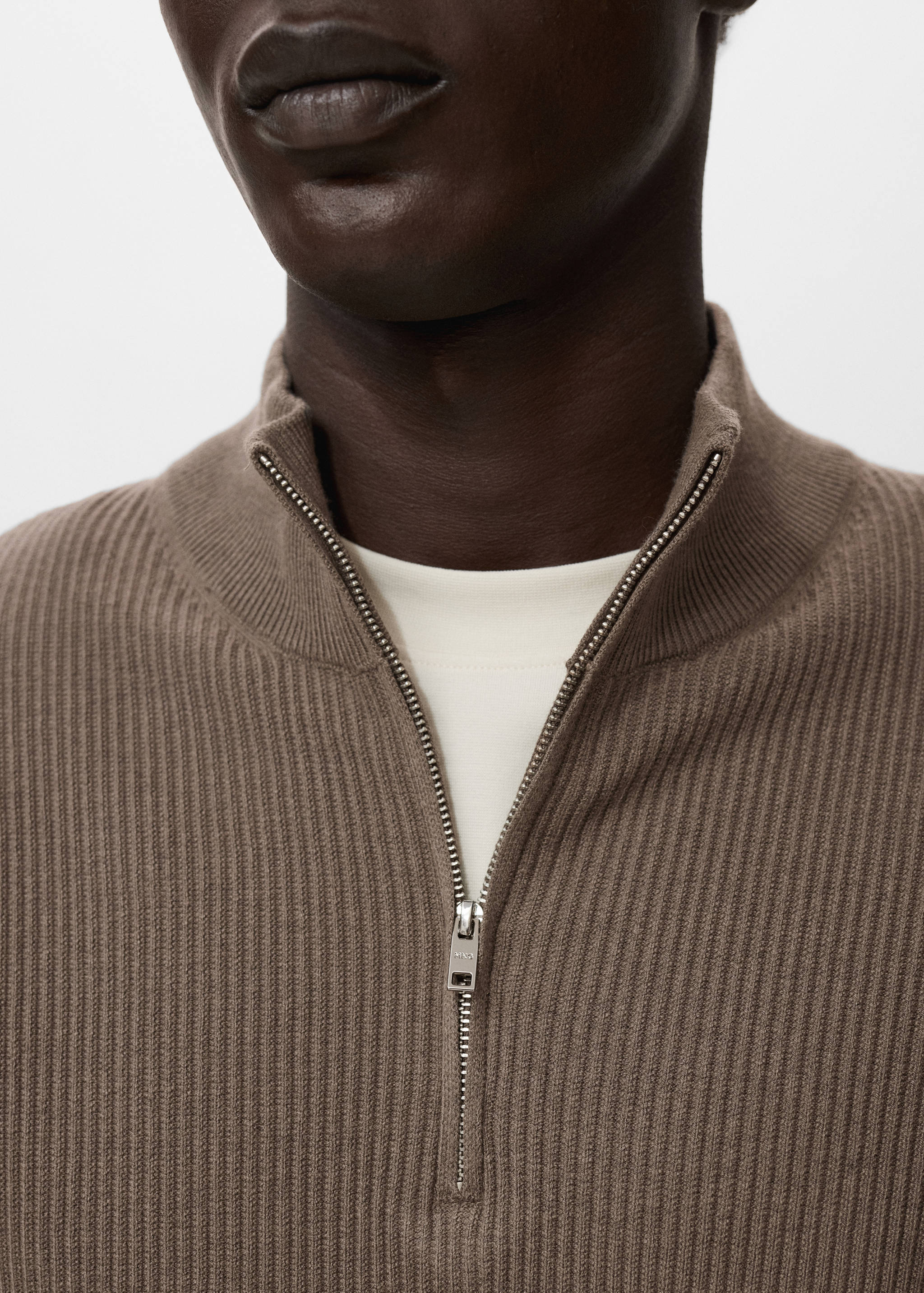 Ribbed sweater with zip neck - Details of the article 1
