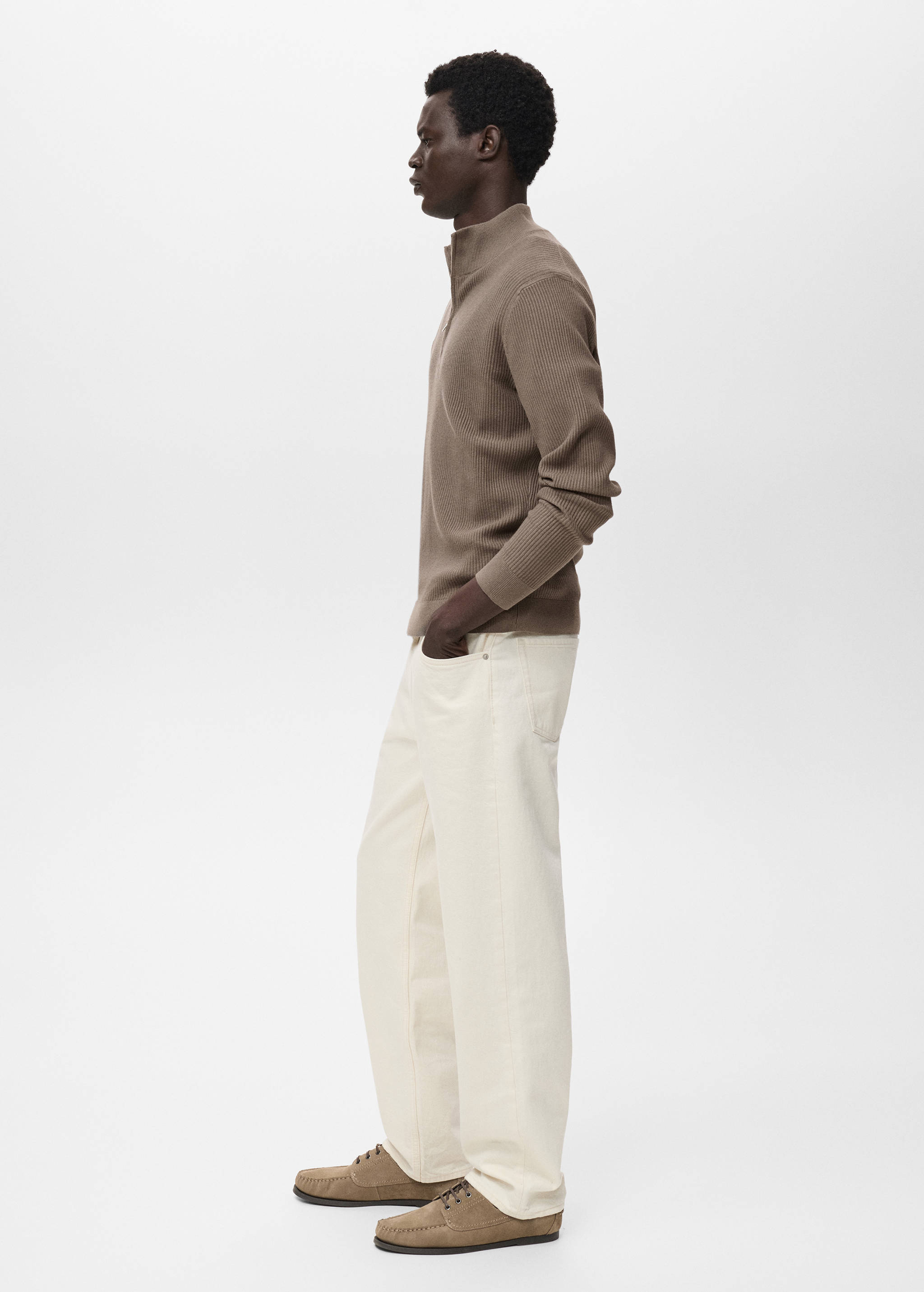 Ribbed sweater with zip neck - Details of the article 2