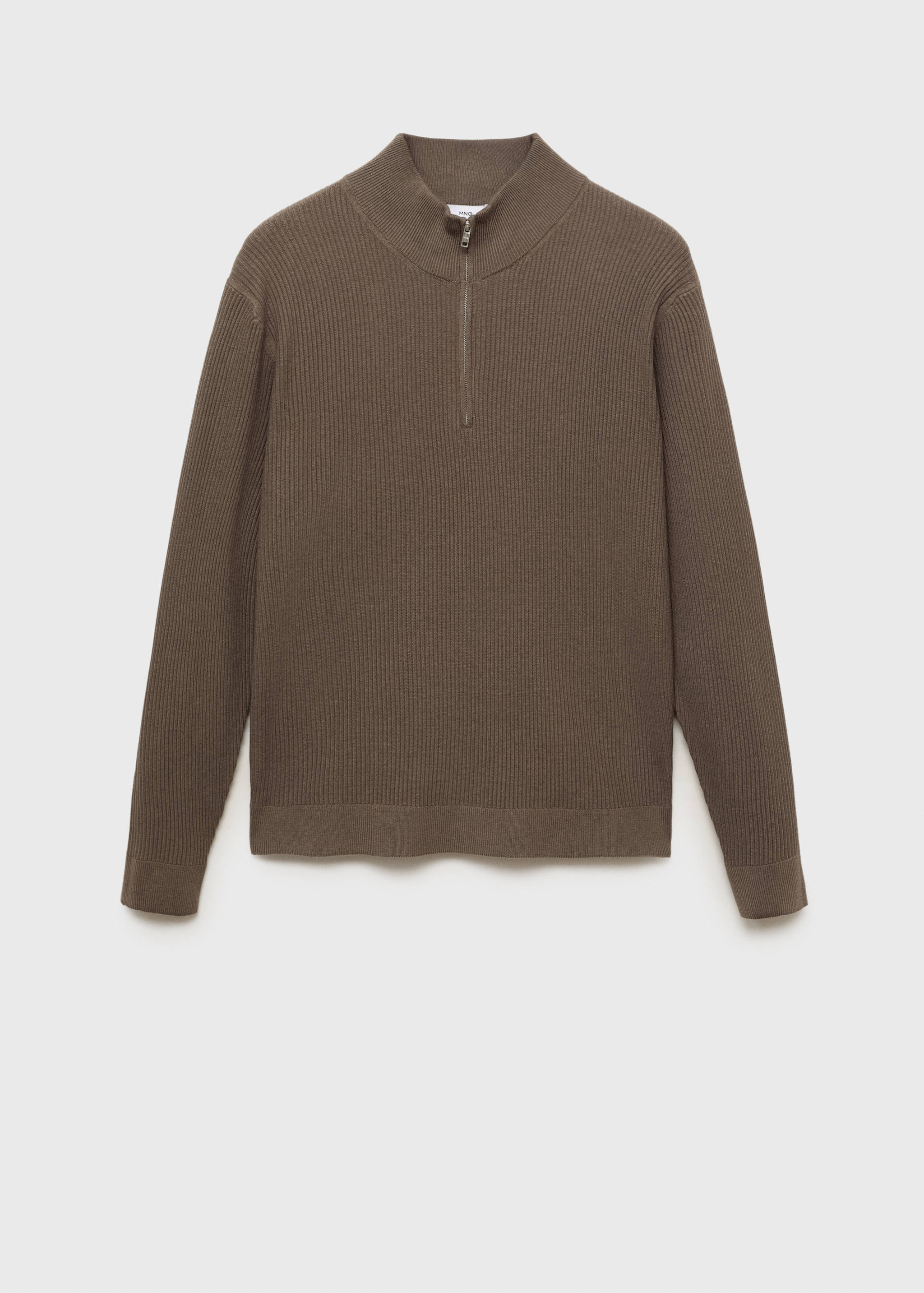 Ribbed sweater with zip neck - Article without model