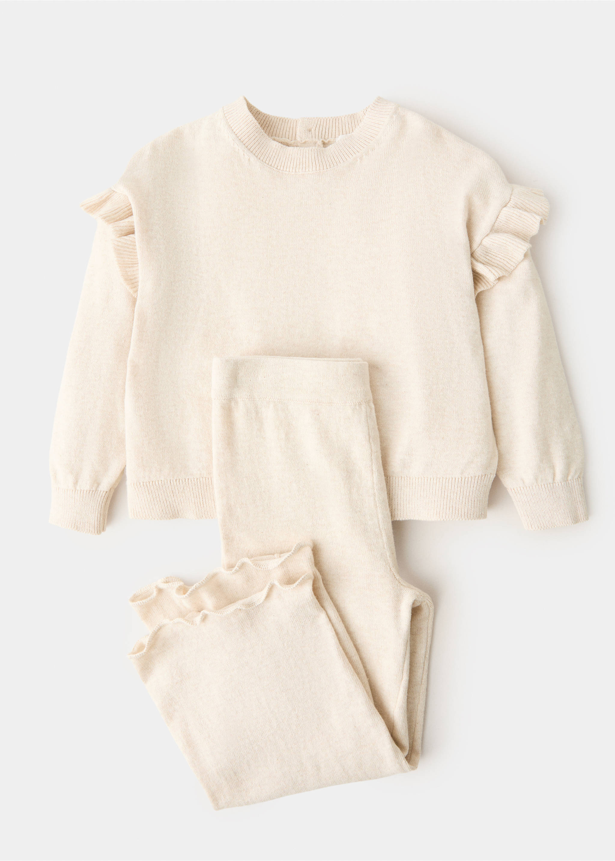 Cotton-knit trousers - Details of the article 0, Beige. Ref: 17094431-00.