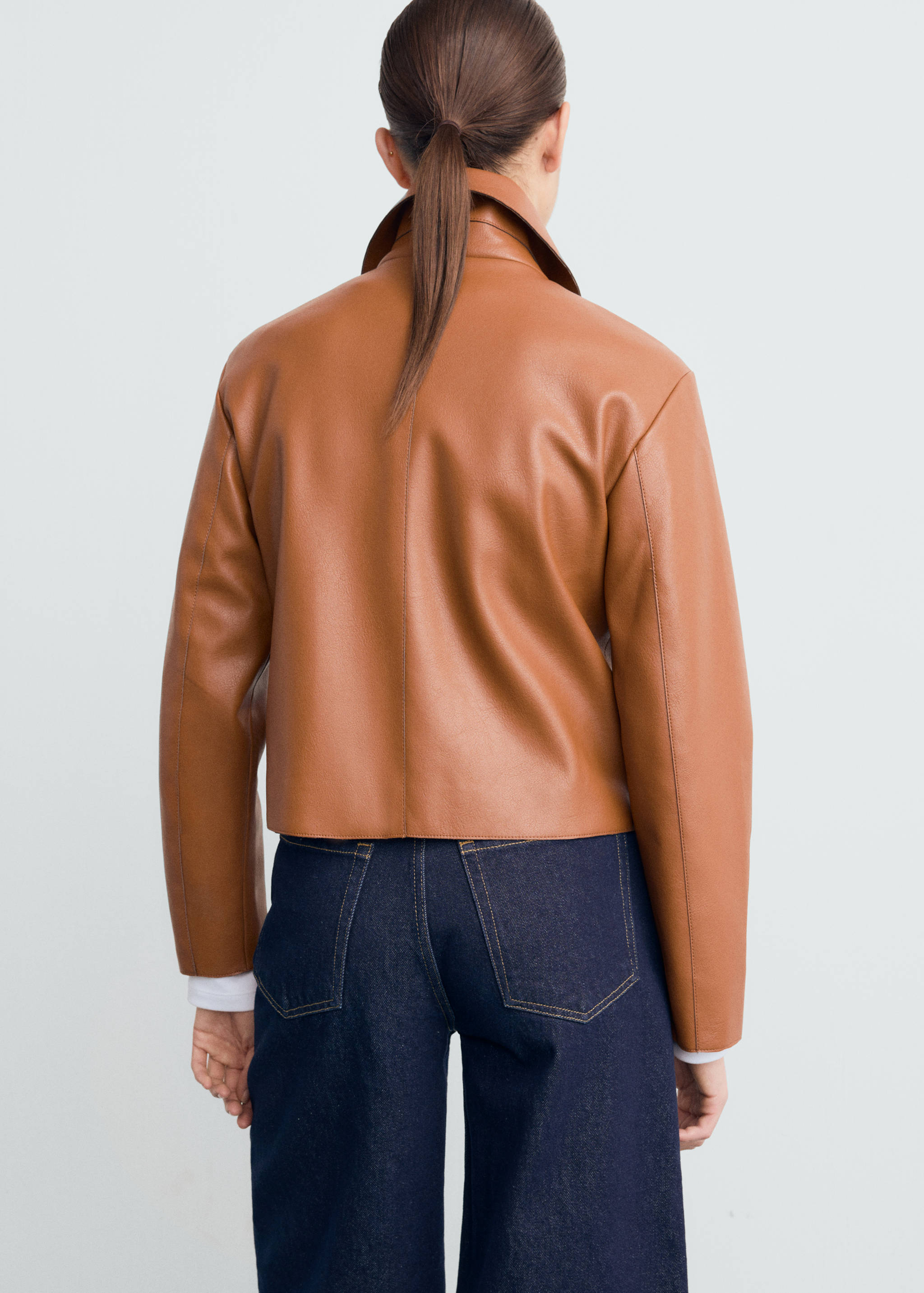 Faux-leather jacket with pockets - Reverse of the article