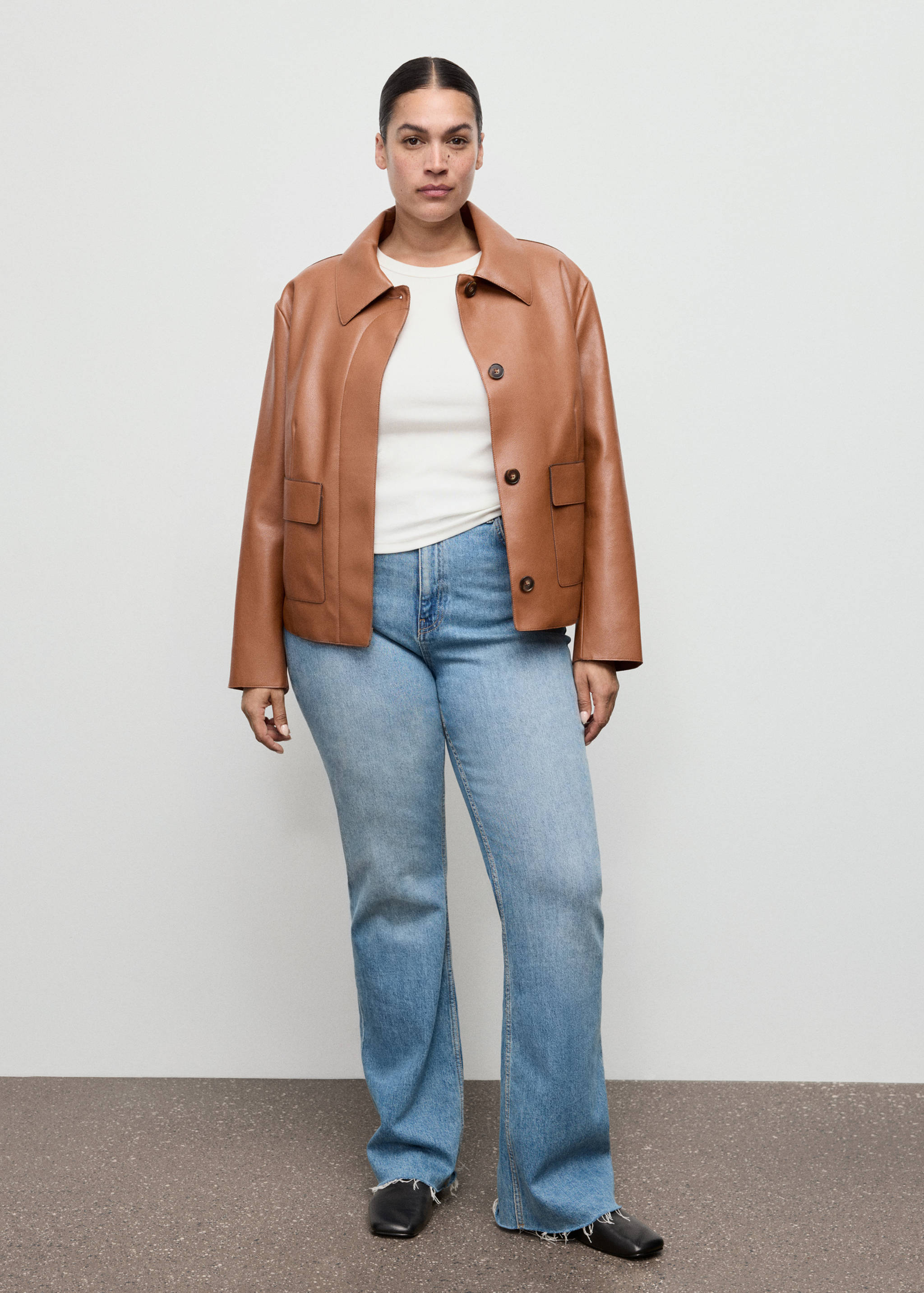 Faux-leather jacket with pockets - Details of the article 3