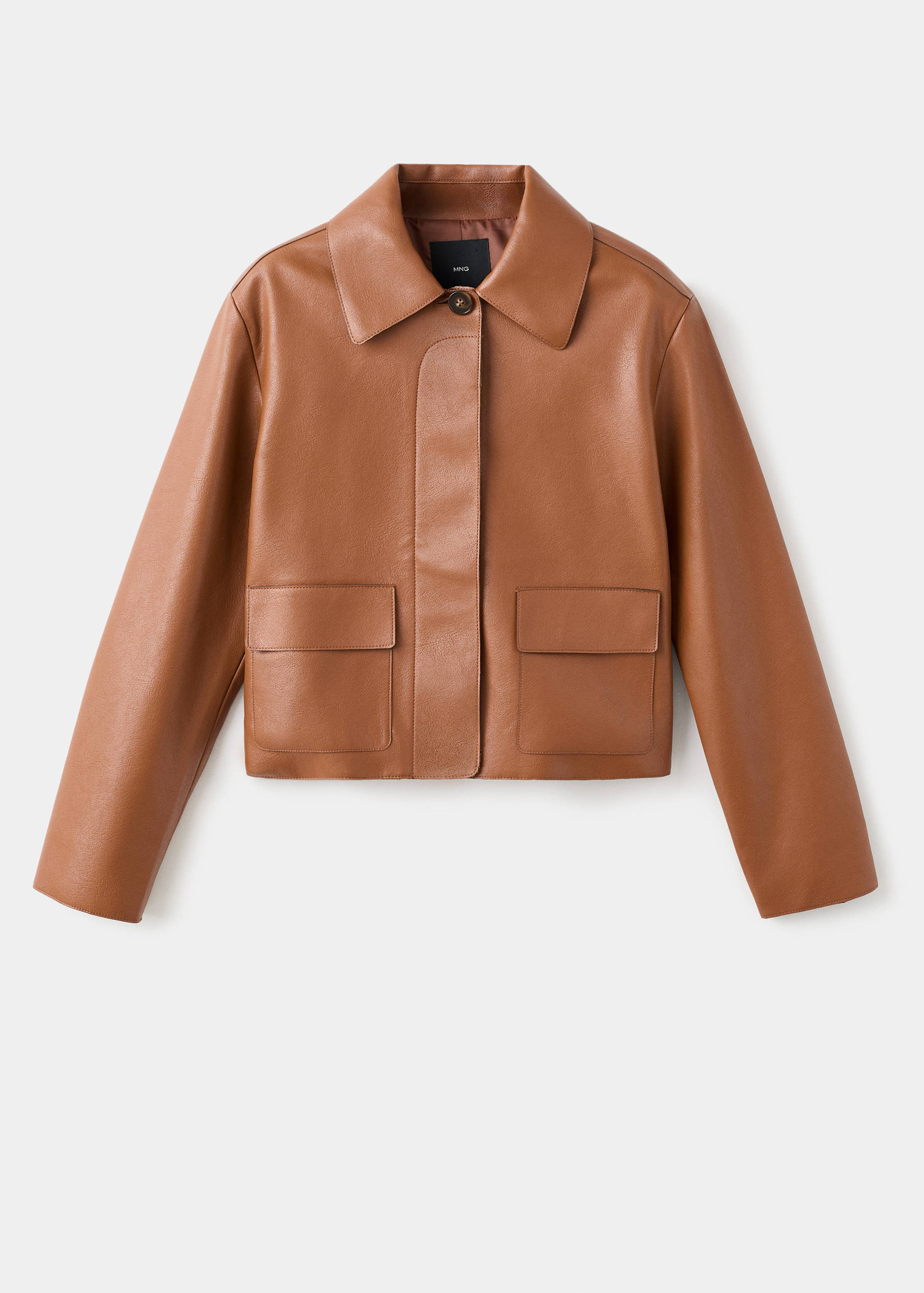 Faux-leather jacket with pockets - Article without model