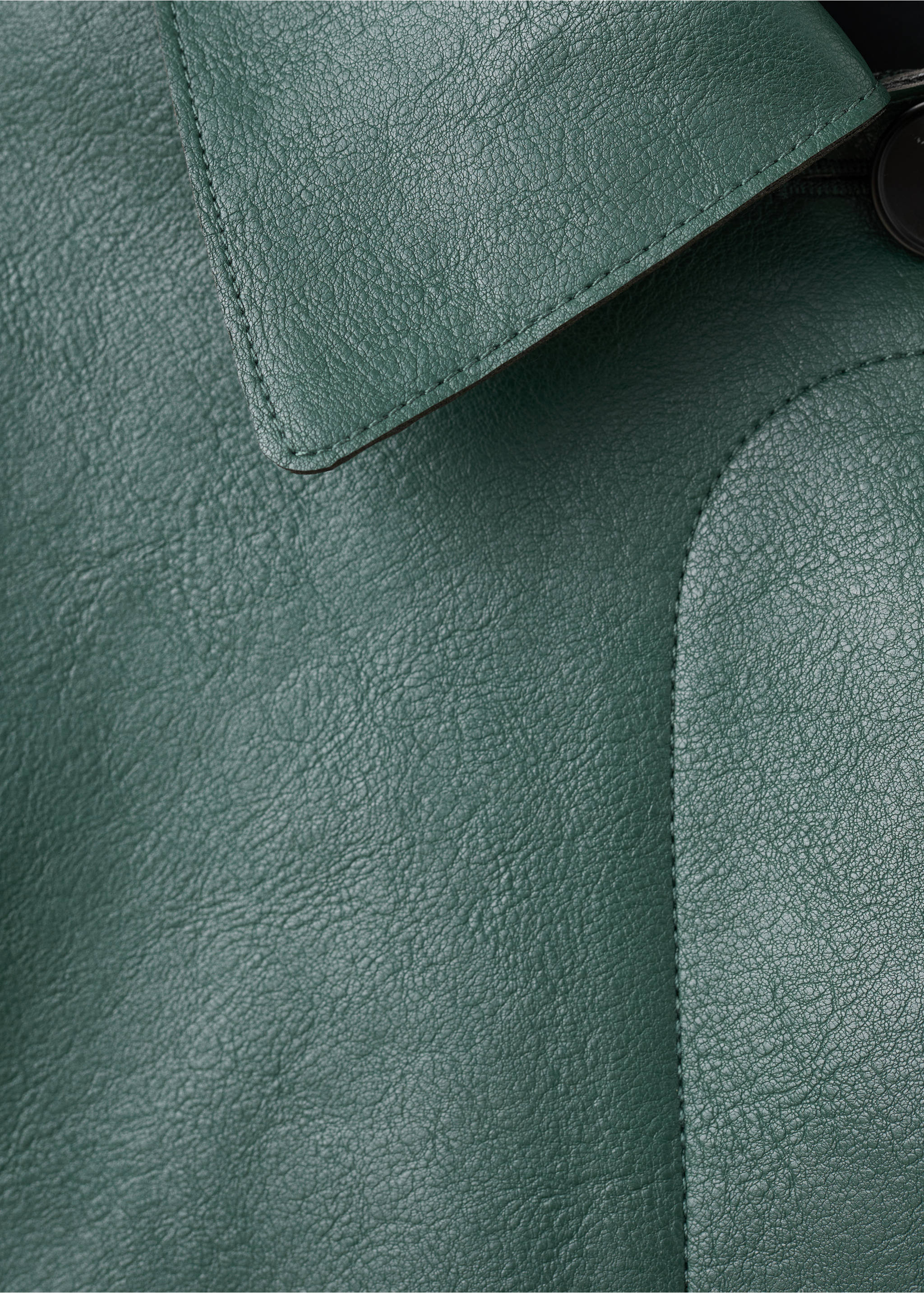 Faux-leather jacket with pockets - Details of the article 8, Green. Ref: 17094433-00.