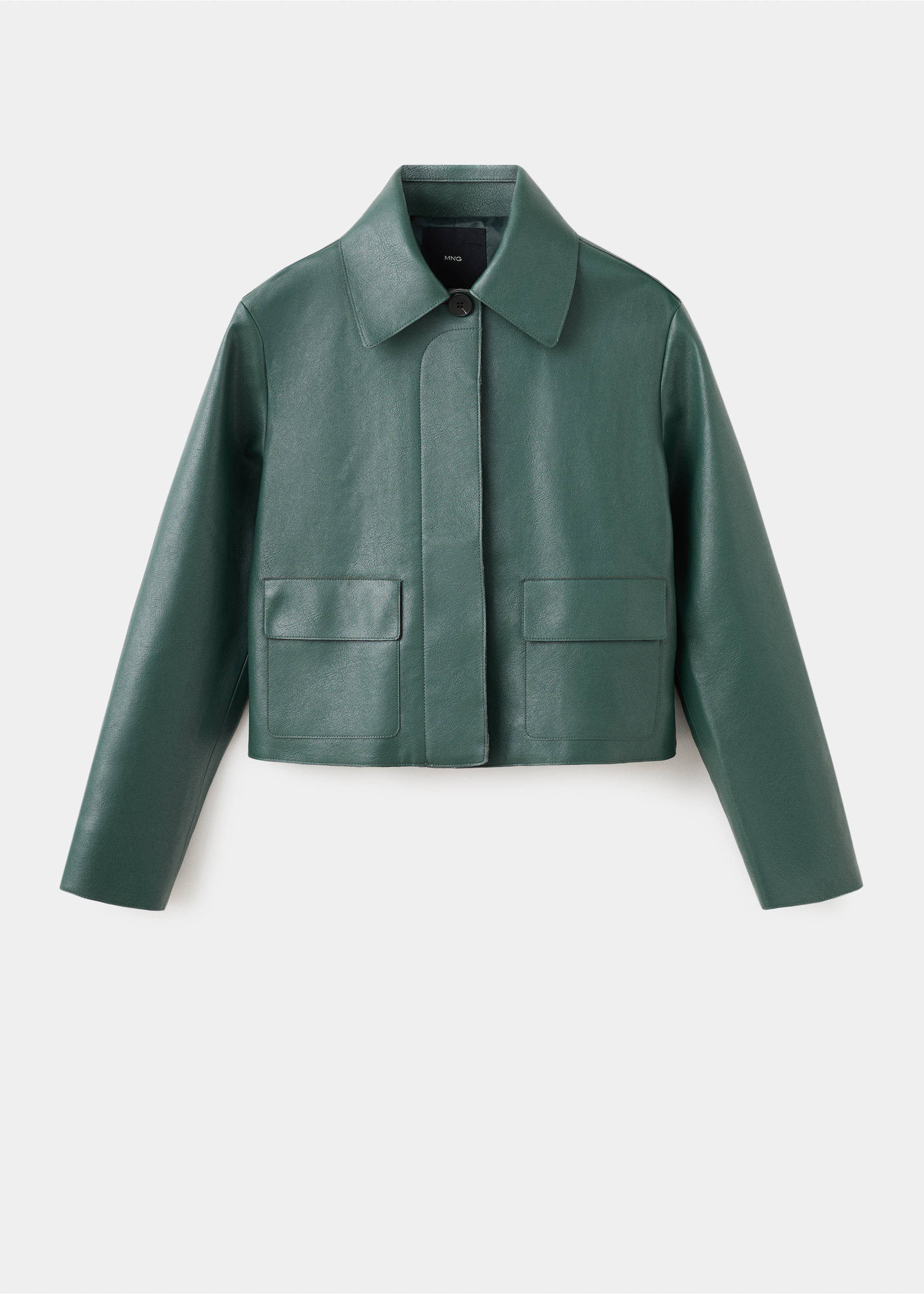 Faux-leather jacket with pockets - Article without model, Green. Ref: 17094433-00.