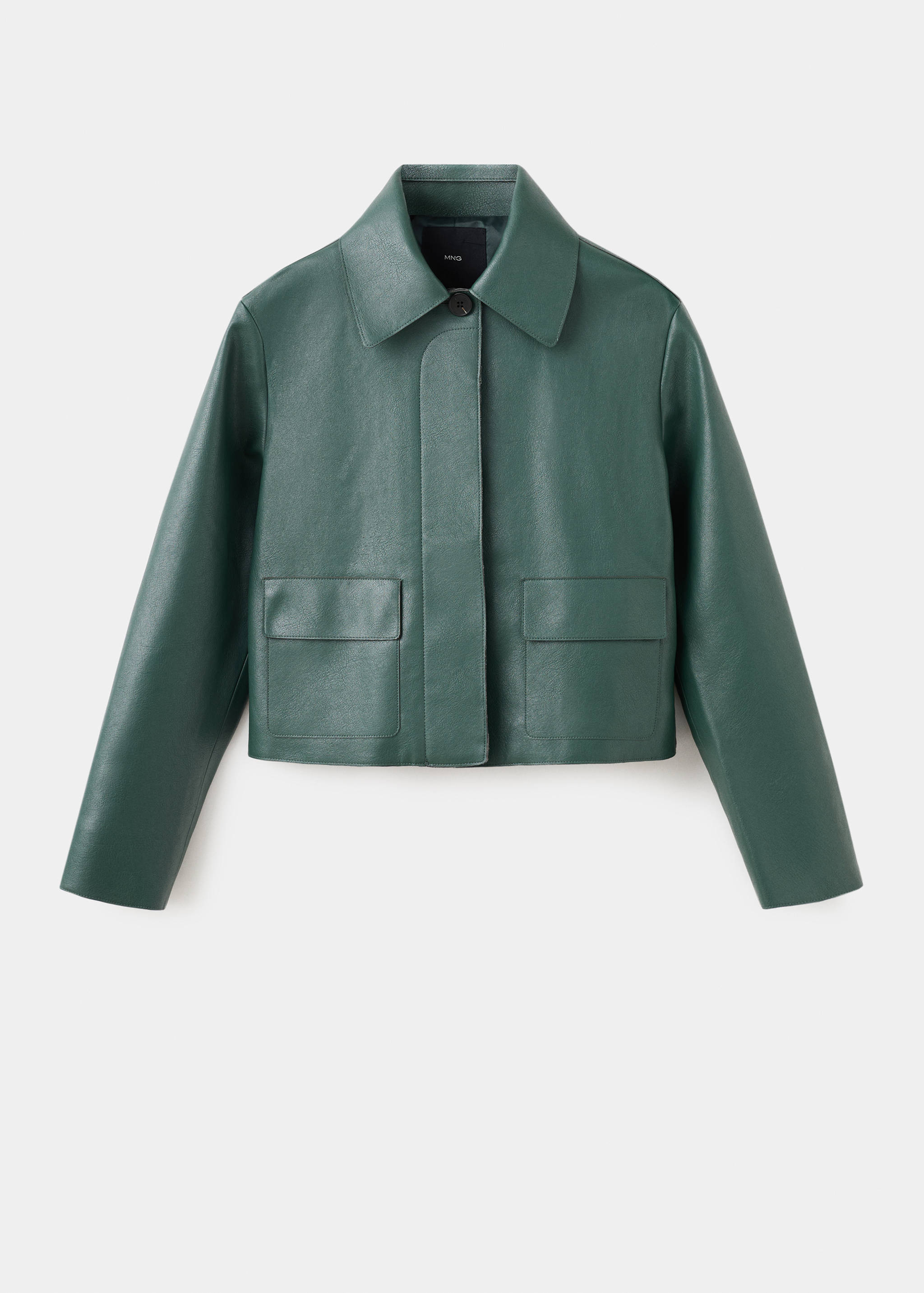 Faux-leather jacket with pockets - Article without model