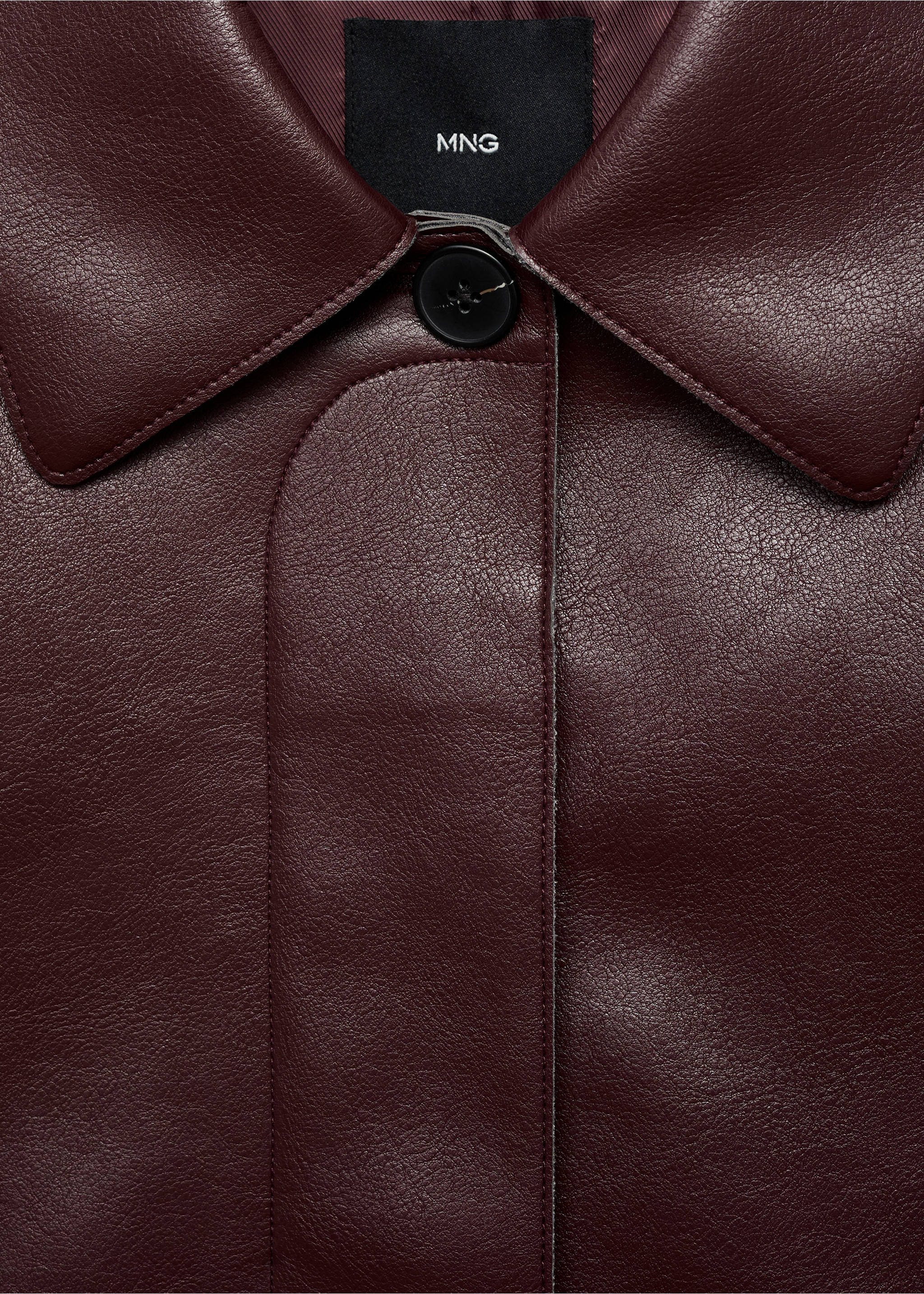 Faux-leather jacket with pockets - Details of the article 8, Maroon. Ref: 17094433-00.