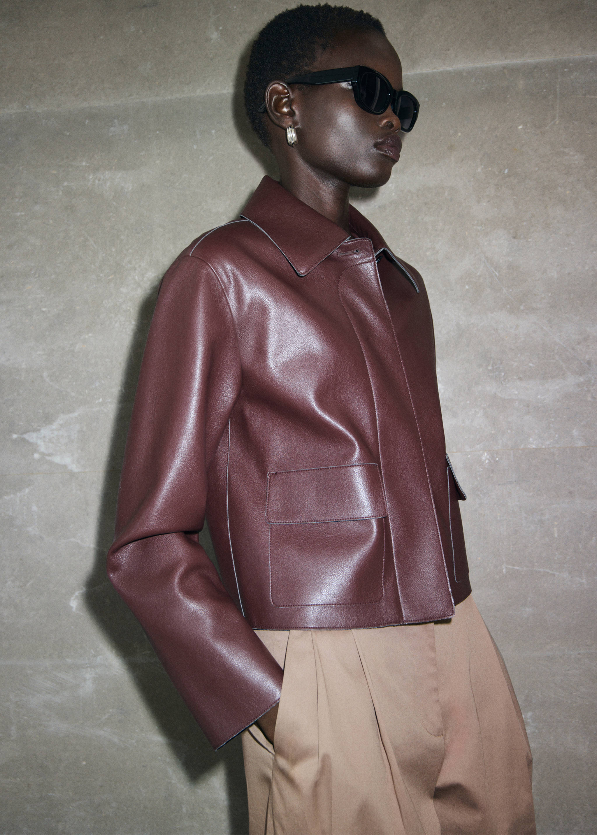 Faux-leather jacket with pockets - Details of the article 2