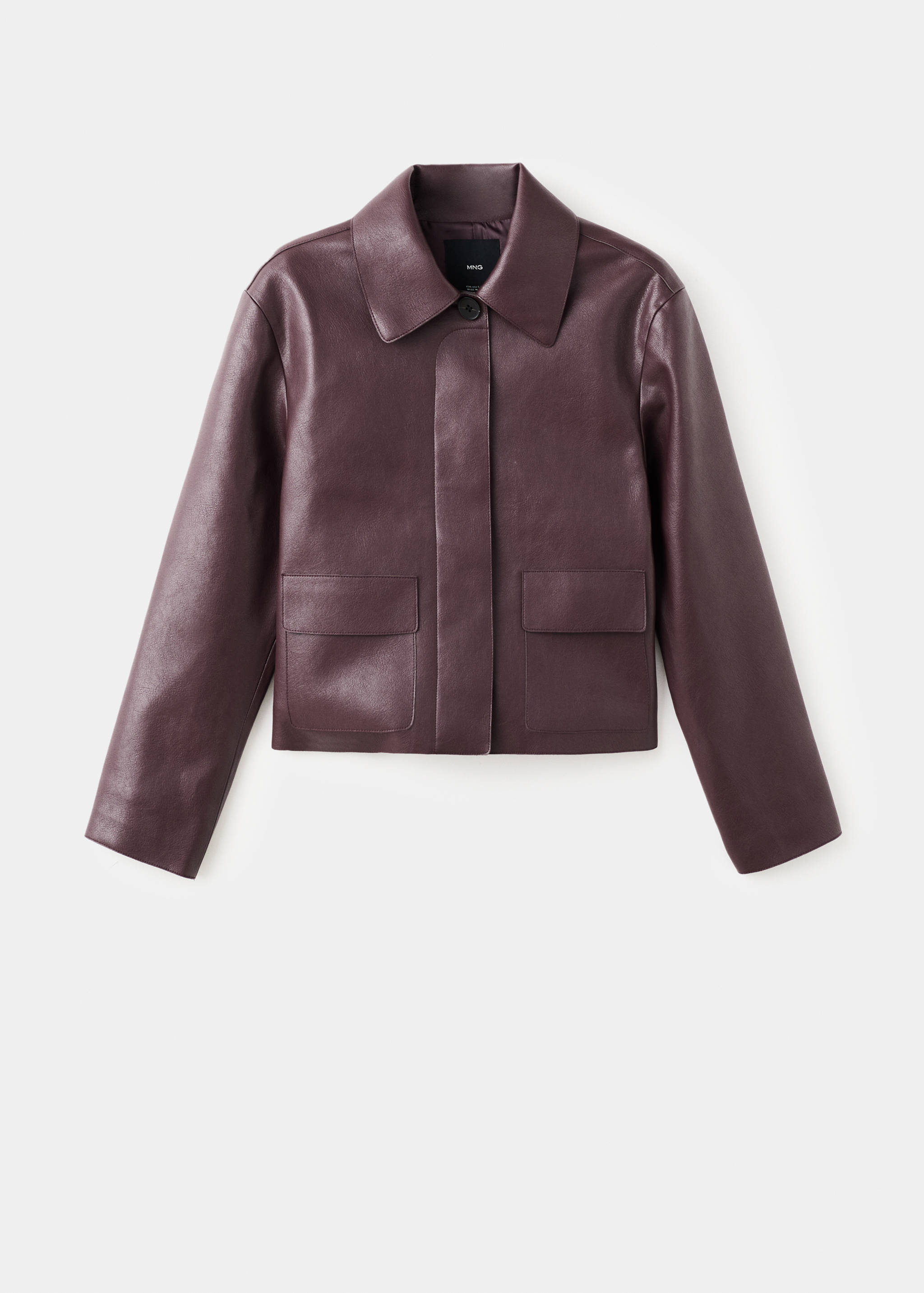 Faux-leather jacket with pockets - Article without model