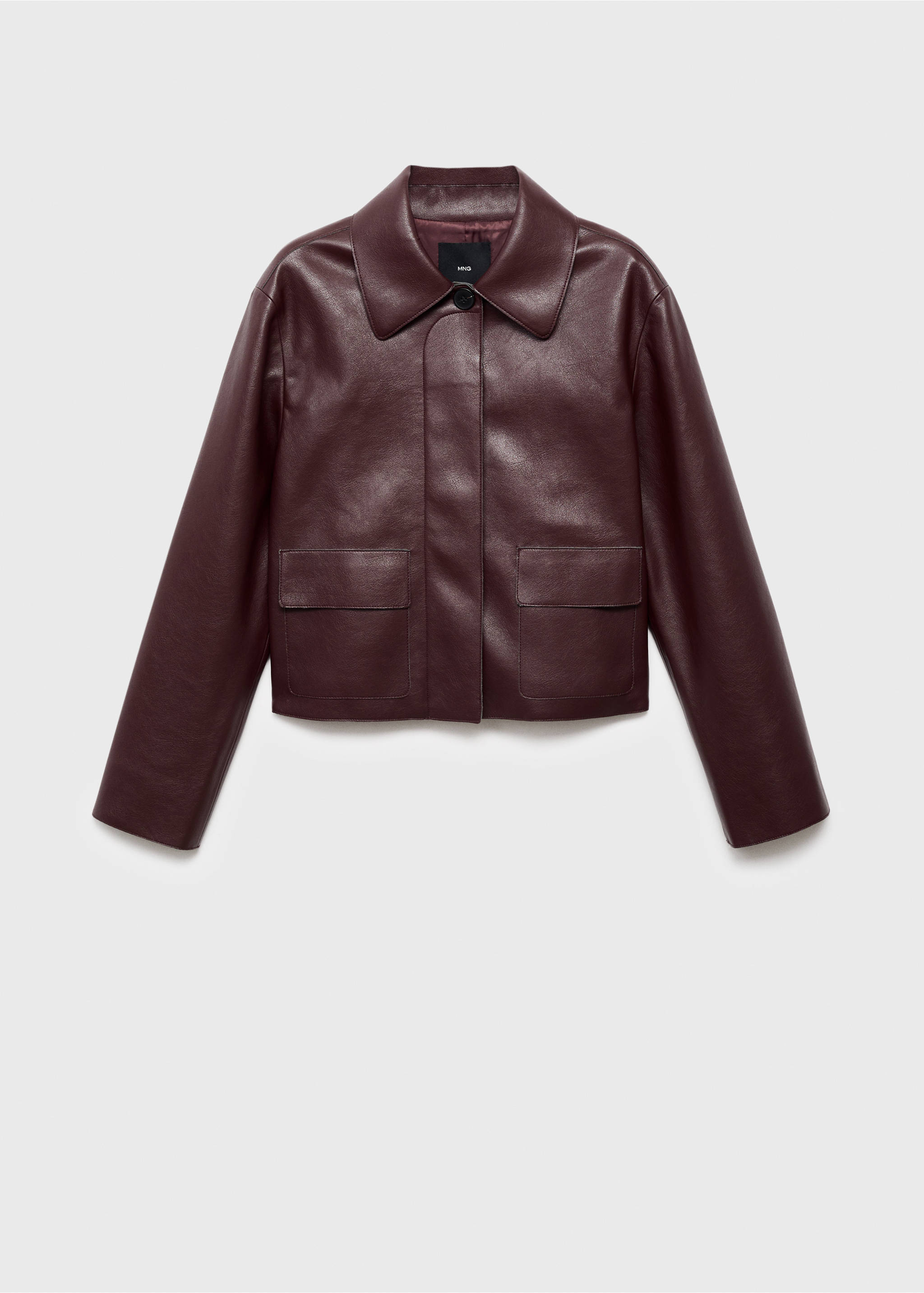 Faux-leather jacket with pockets - Article without model, Maroon. Ref: 17094433-00.